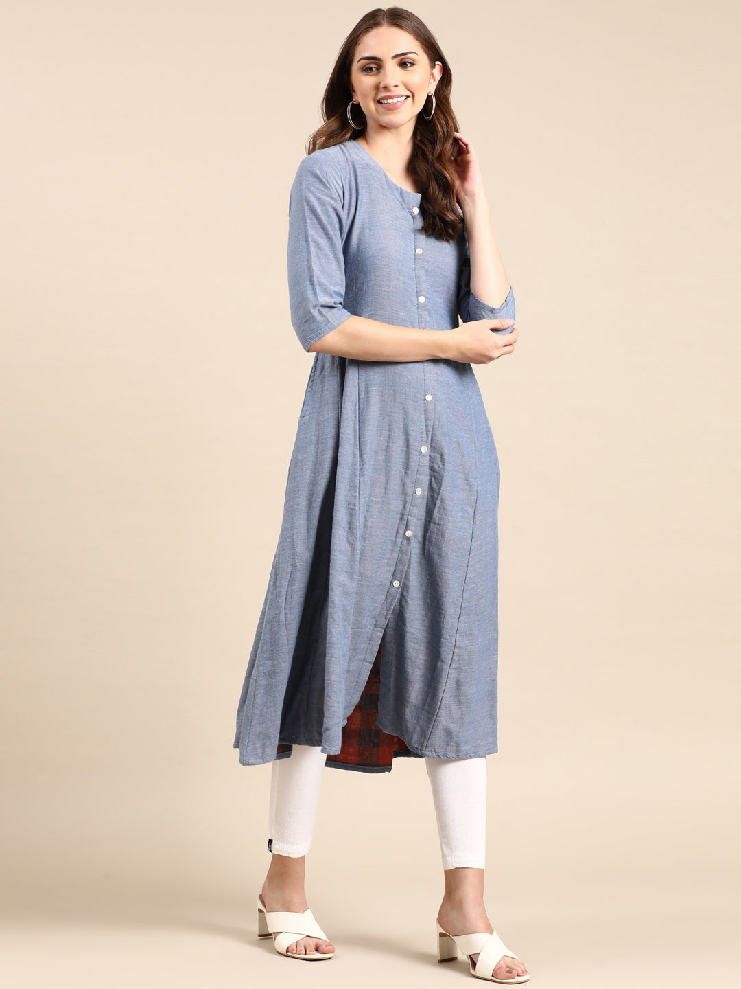 Women's Blue Solid Anarkali Kurta