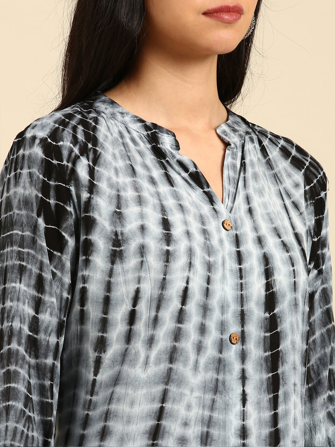 Women's Grey Tie Dye Anarkali Kurta