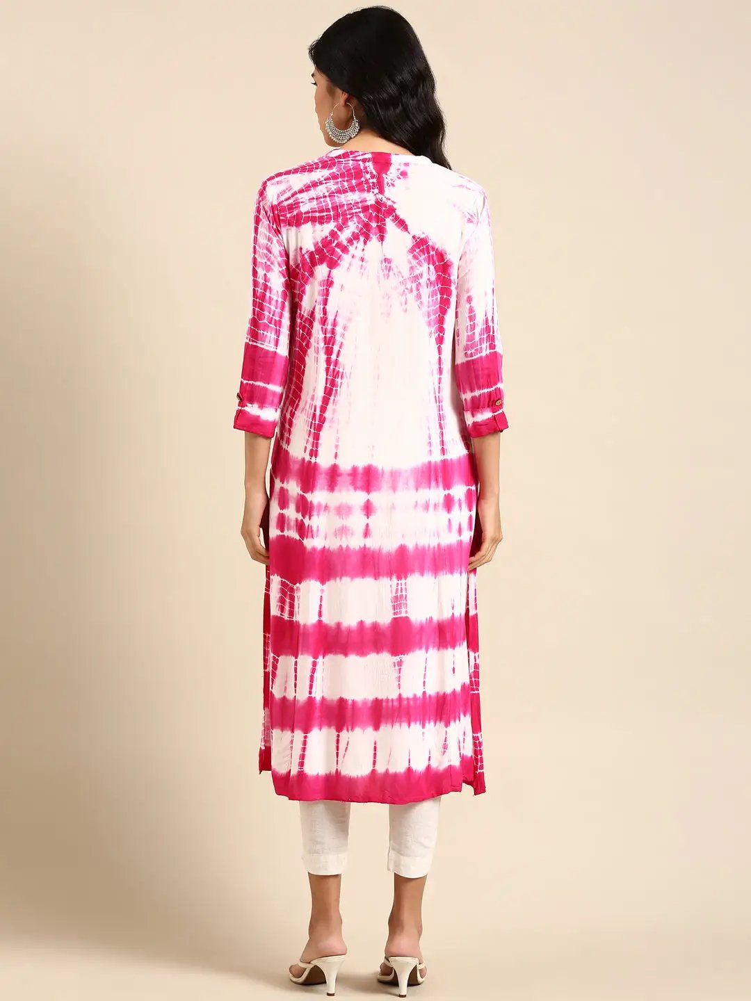 Women's White Tie Dye Anarkali Kurta