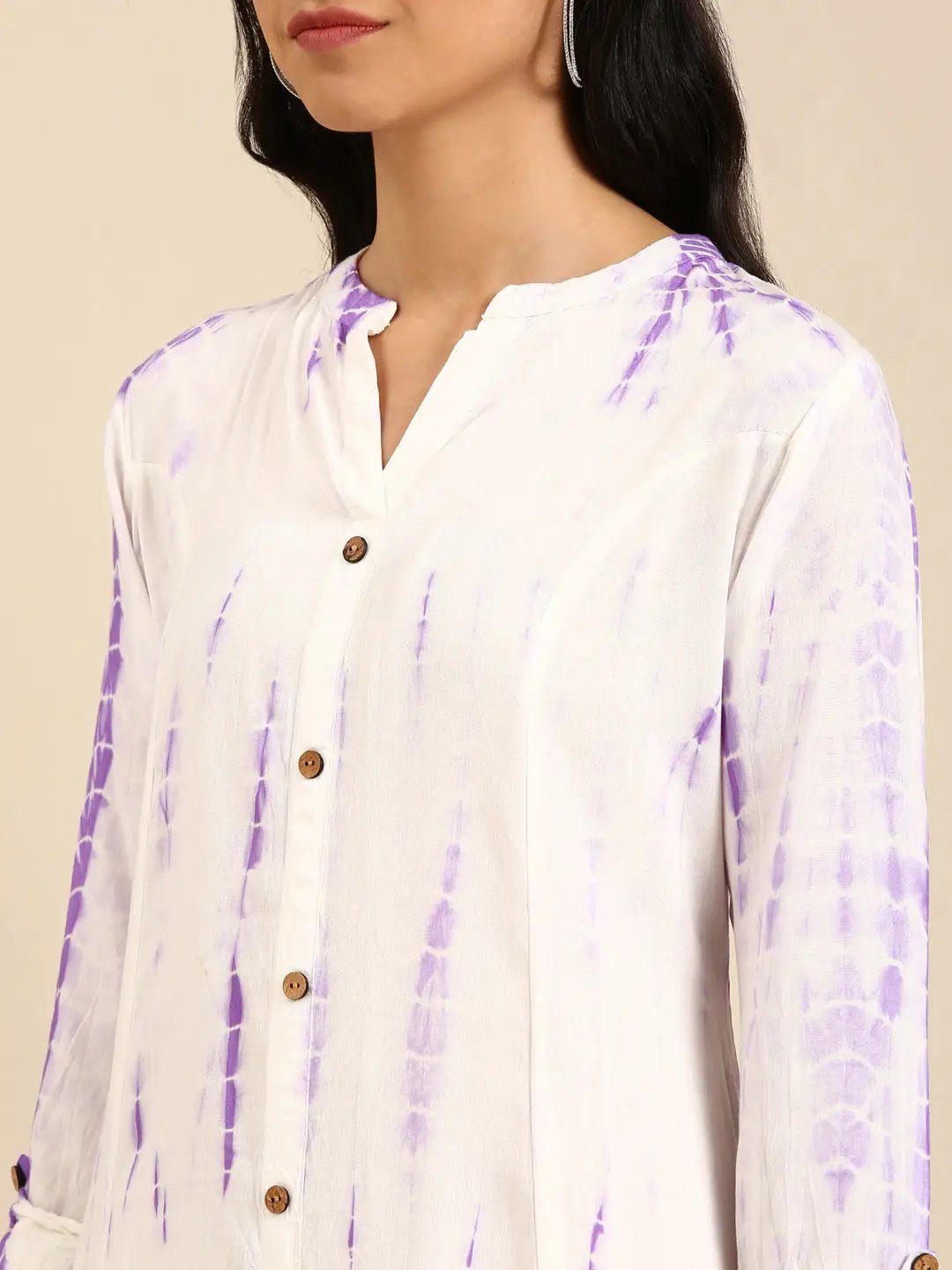 Women's White Tie Dye Anarkali Kurta
