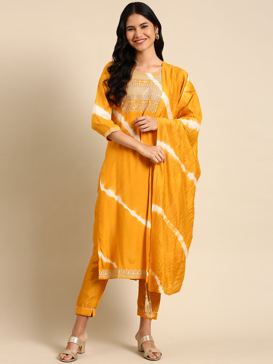 Women's Yellow Tie Dye Kurta Set