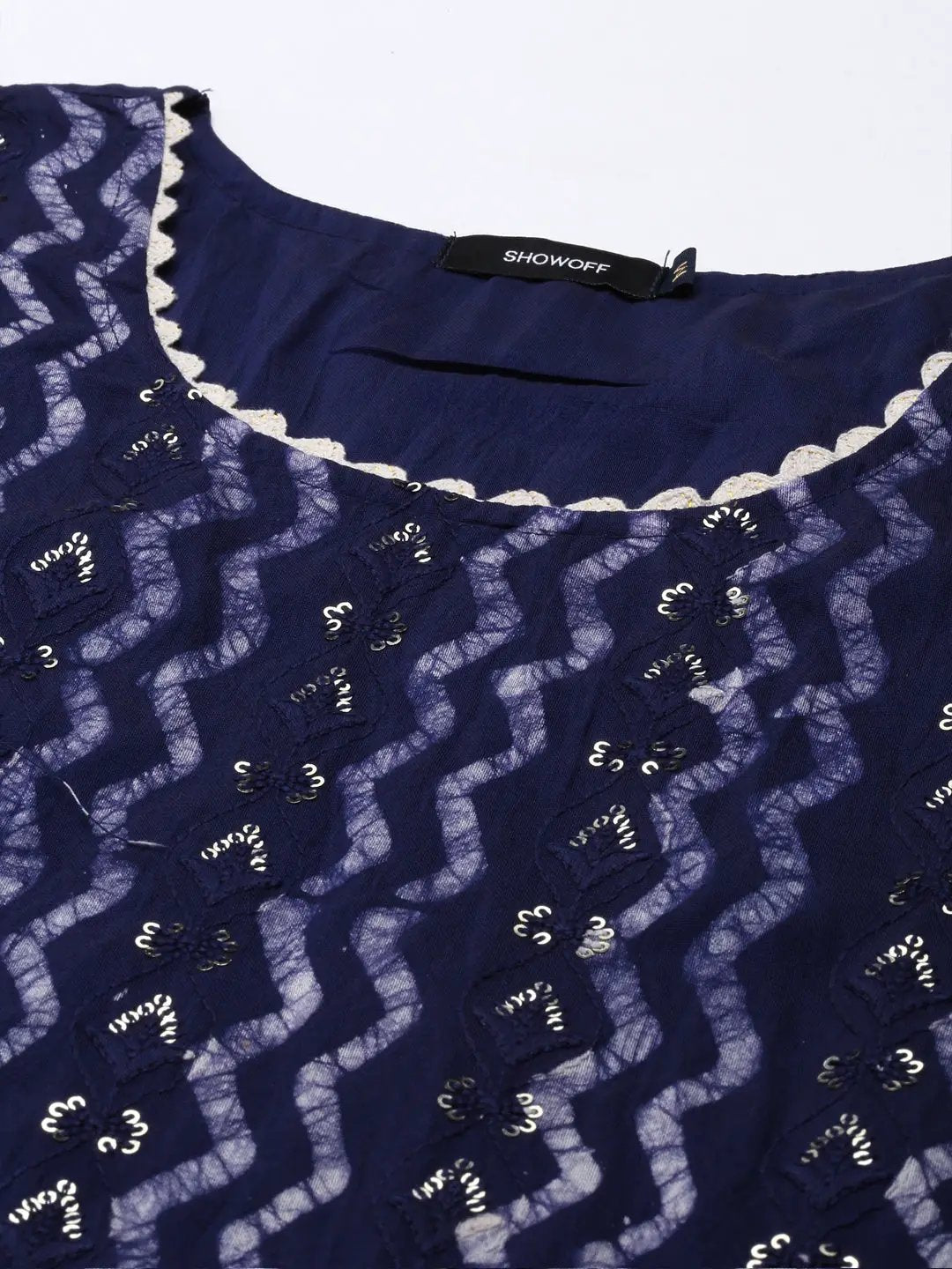 Women's Navy Blue Tie Dye Kurta Set