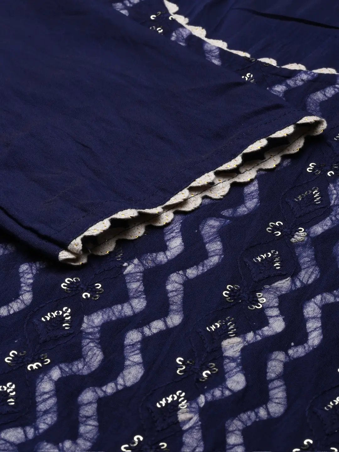 Women's Navy Blue Tie Dye Kurta Set