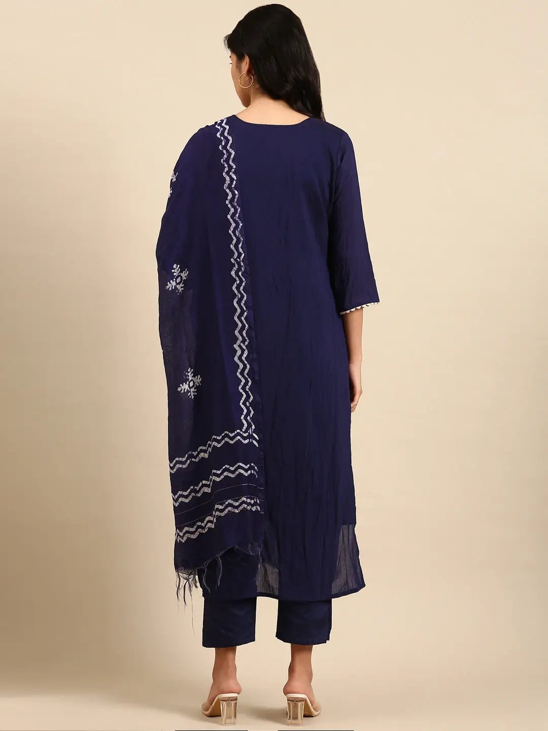 Women's Navy Blue Tie Dye Kurta Set