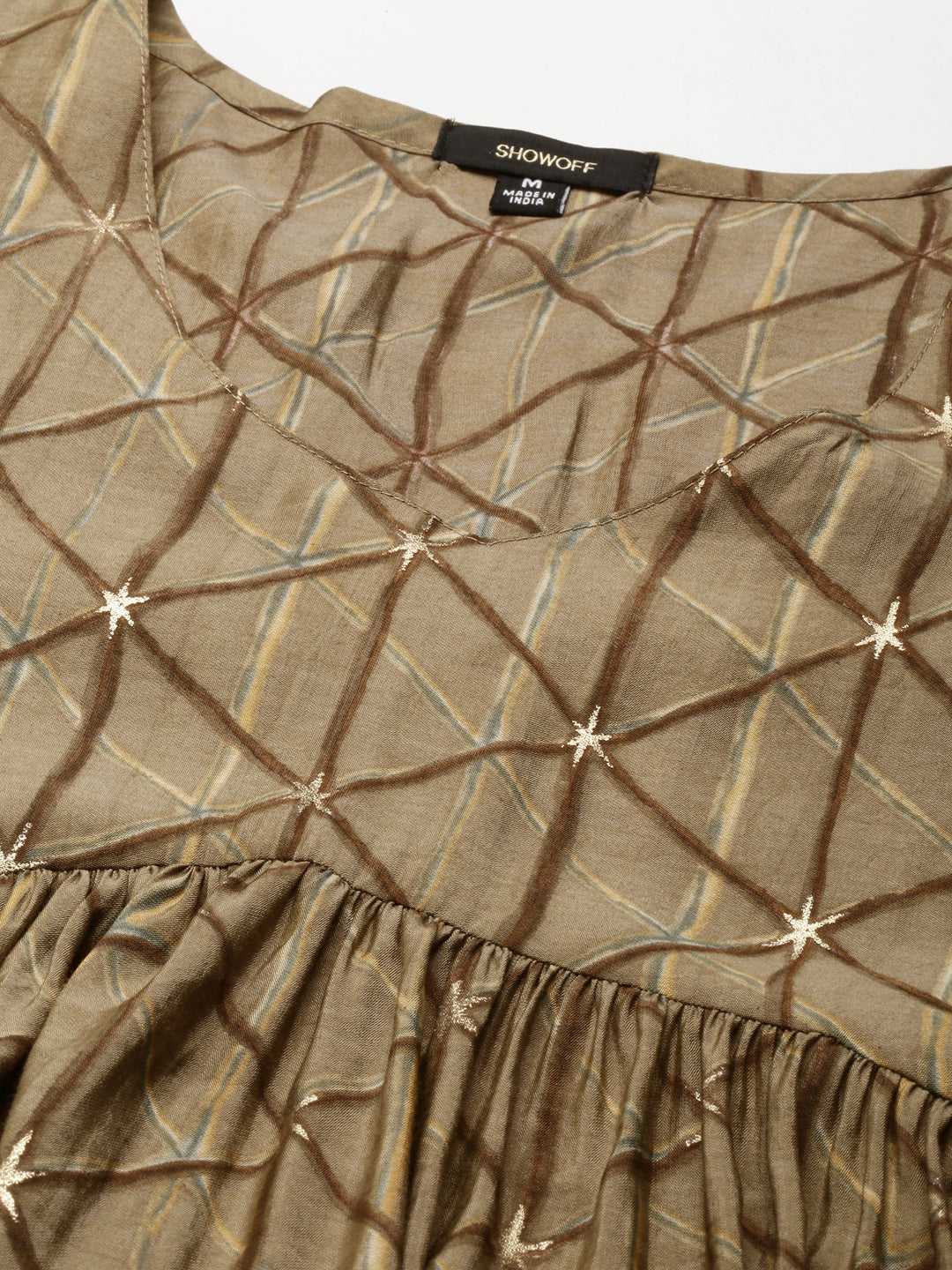 Women's Taupe Geometrical Anarkali Kurta