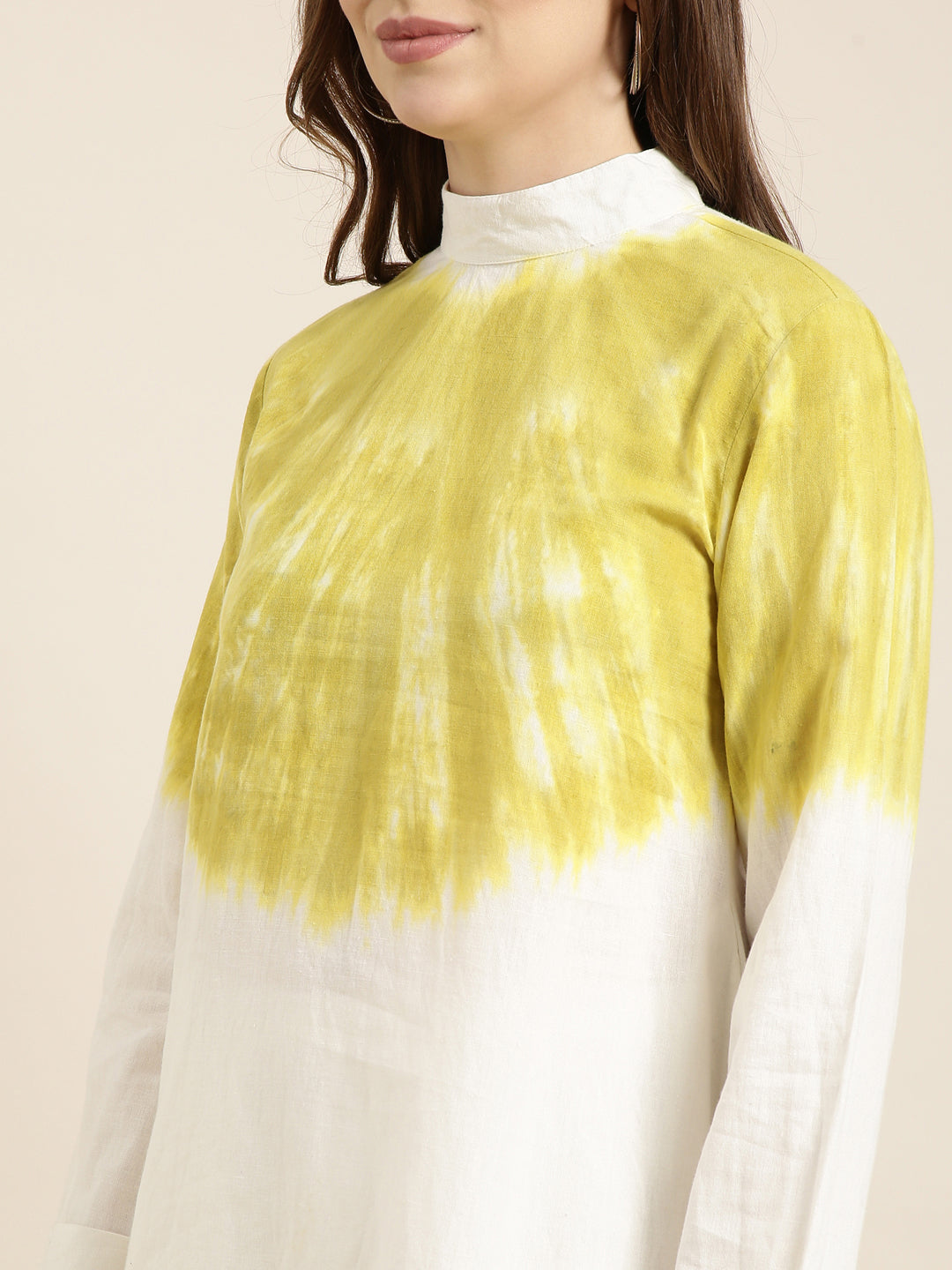 Women Off White Dyed Tunic & Palazzos Set