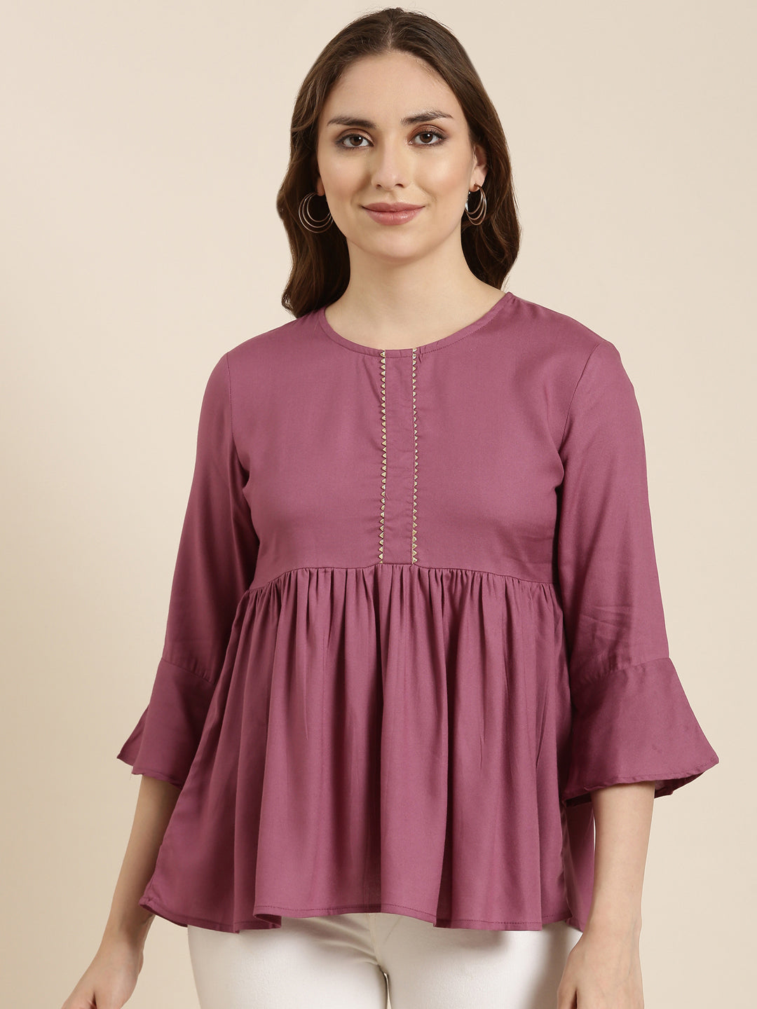 Women Solid Lavender Anarkali Kurti