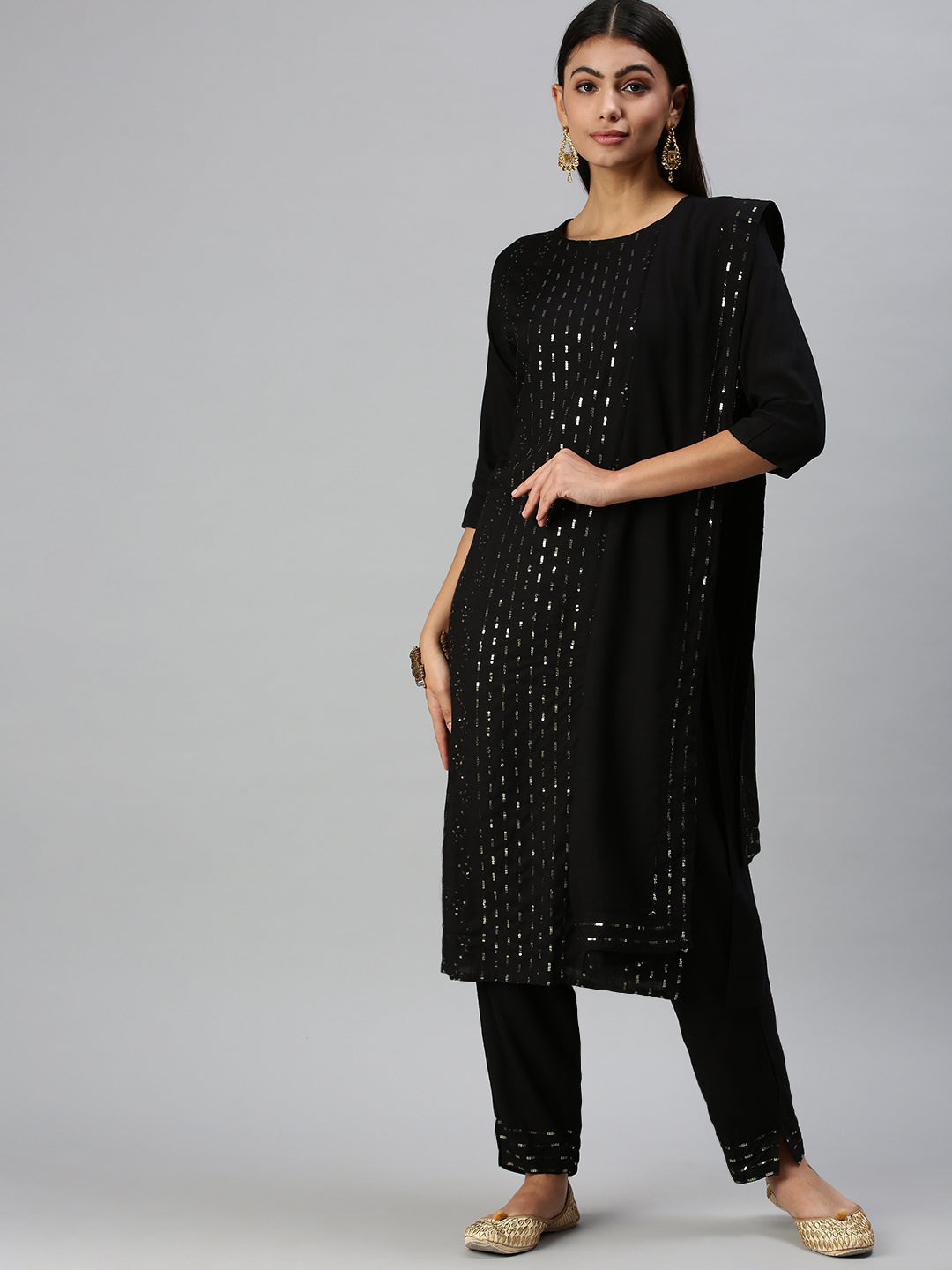 Women's Black Embroidered Kurta Sets