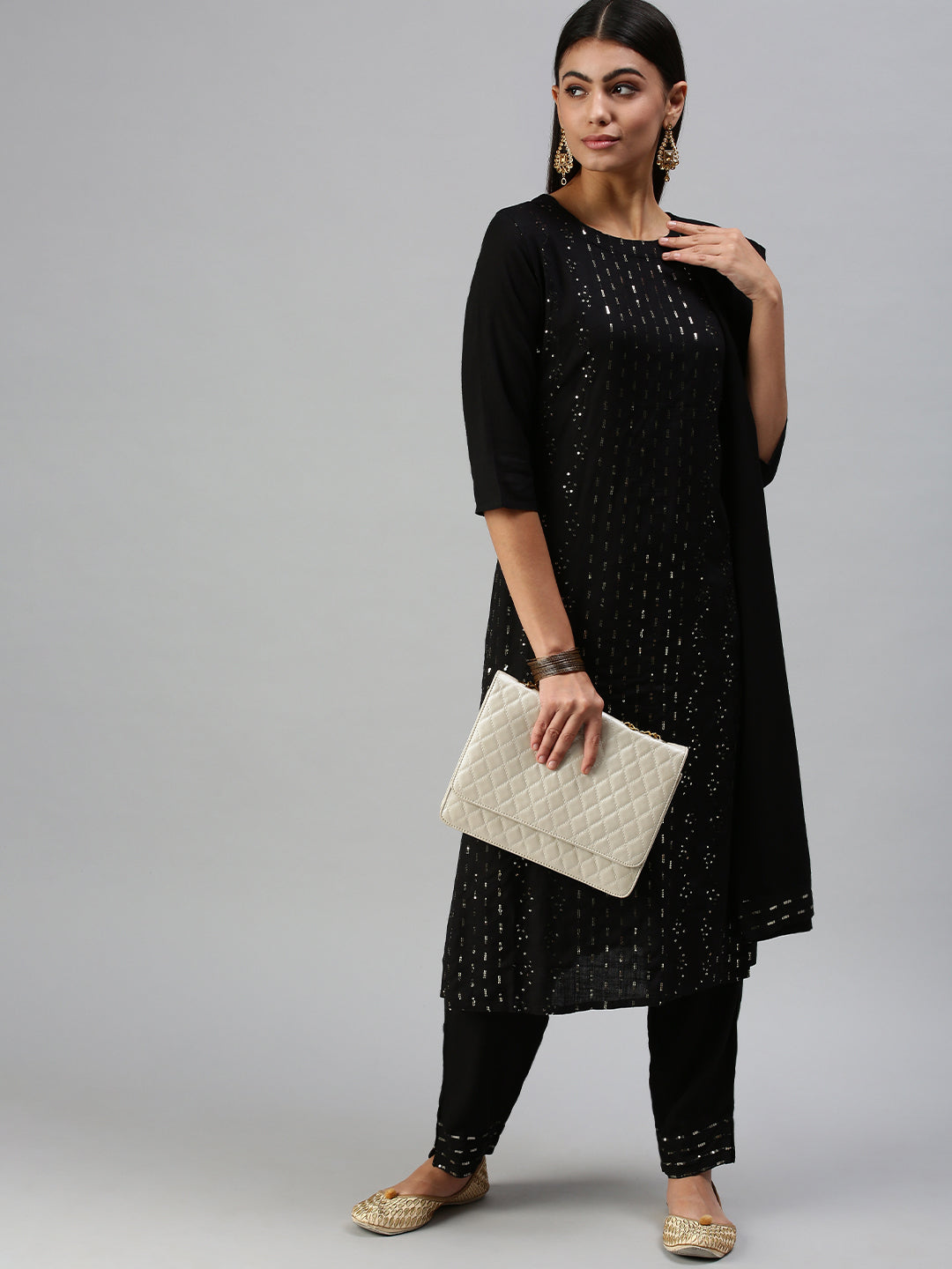 Women's Black Embroidered Kurta Sets