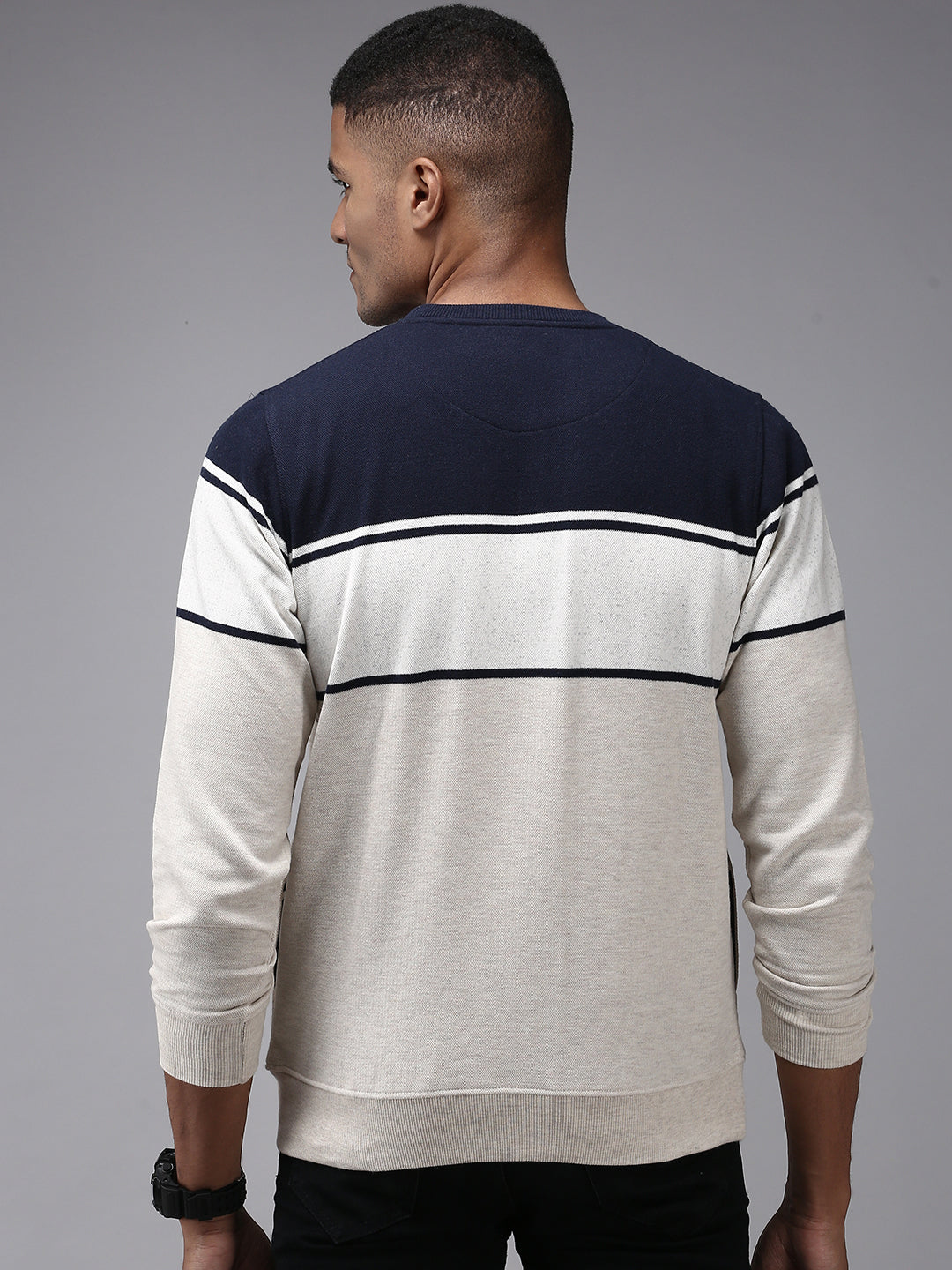 Men Beige Colourblock Sweatshirt