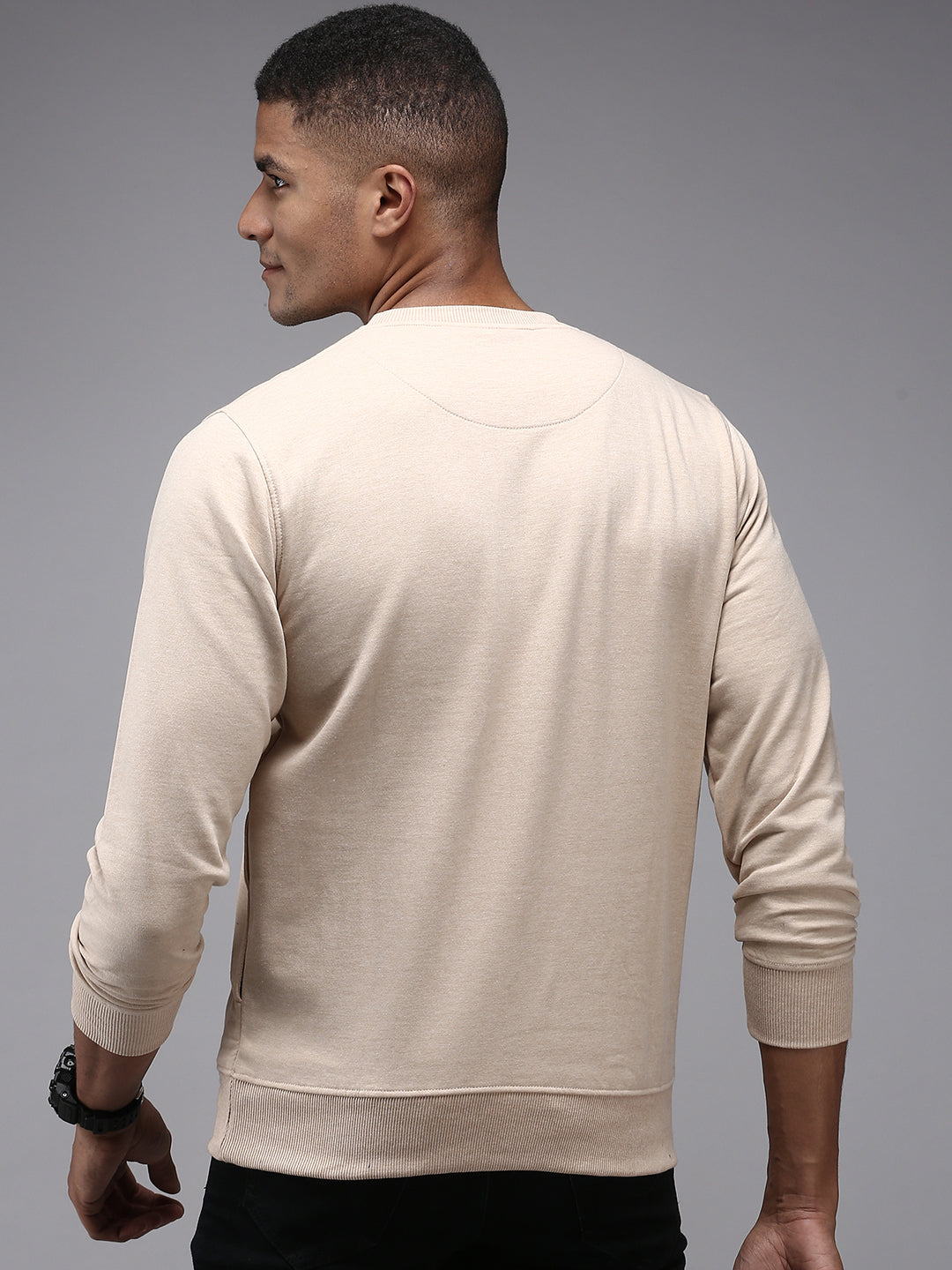 Men Beige Printed Sweatshirt