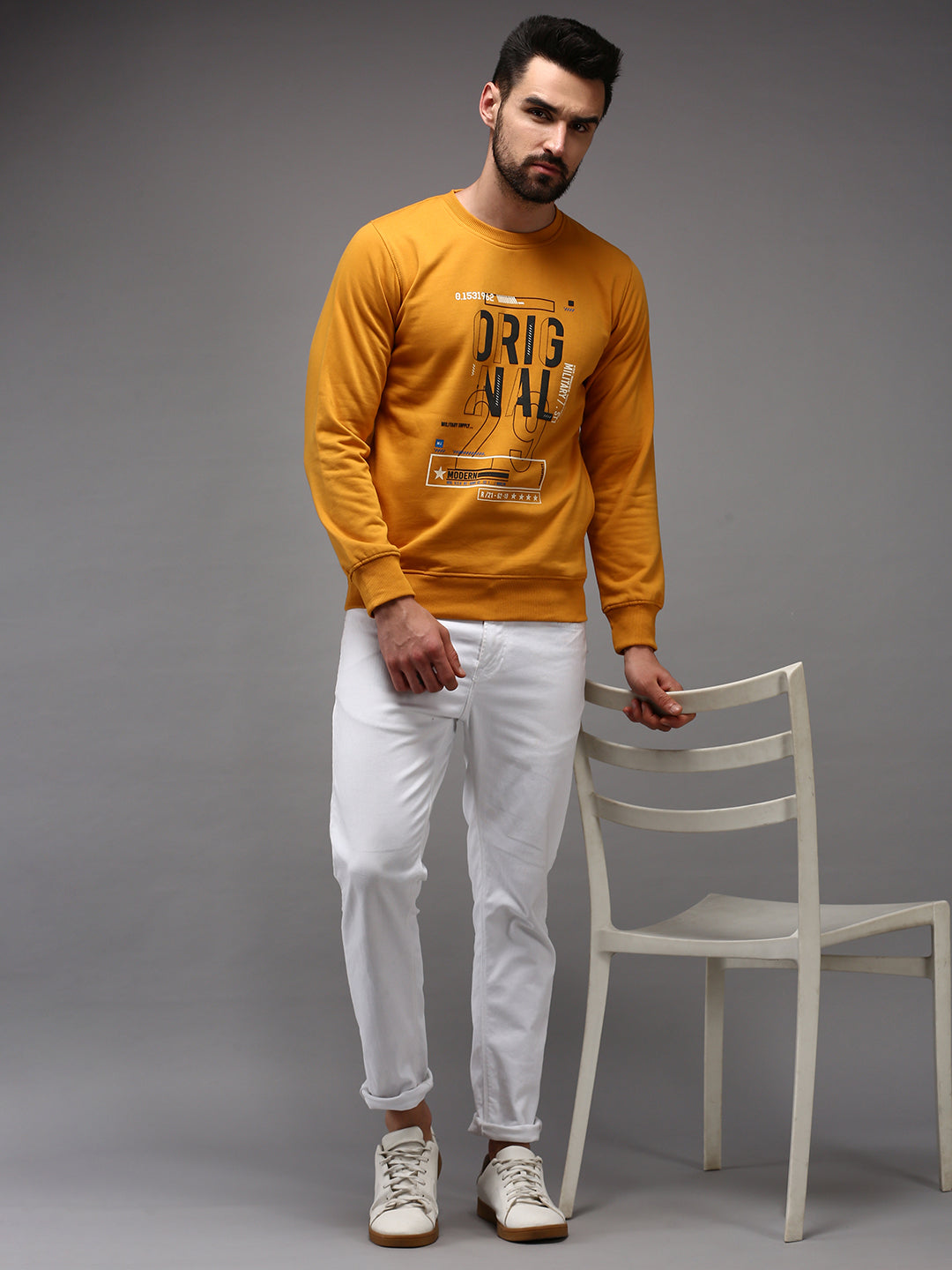 Men Yellow Printed Sweatshirt