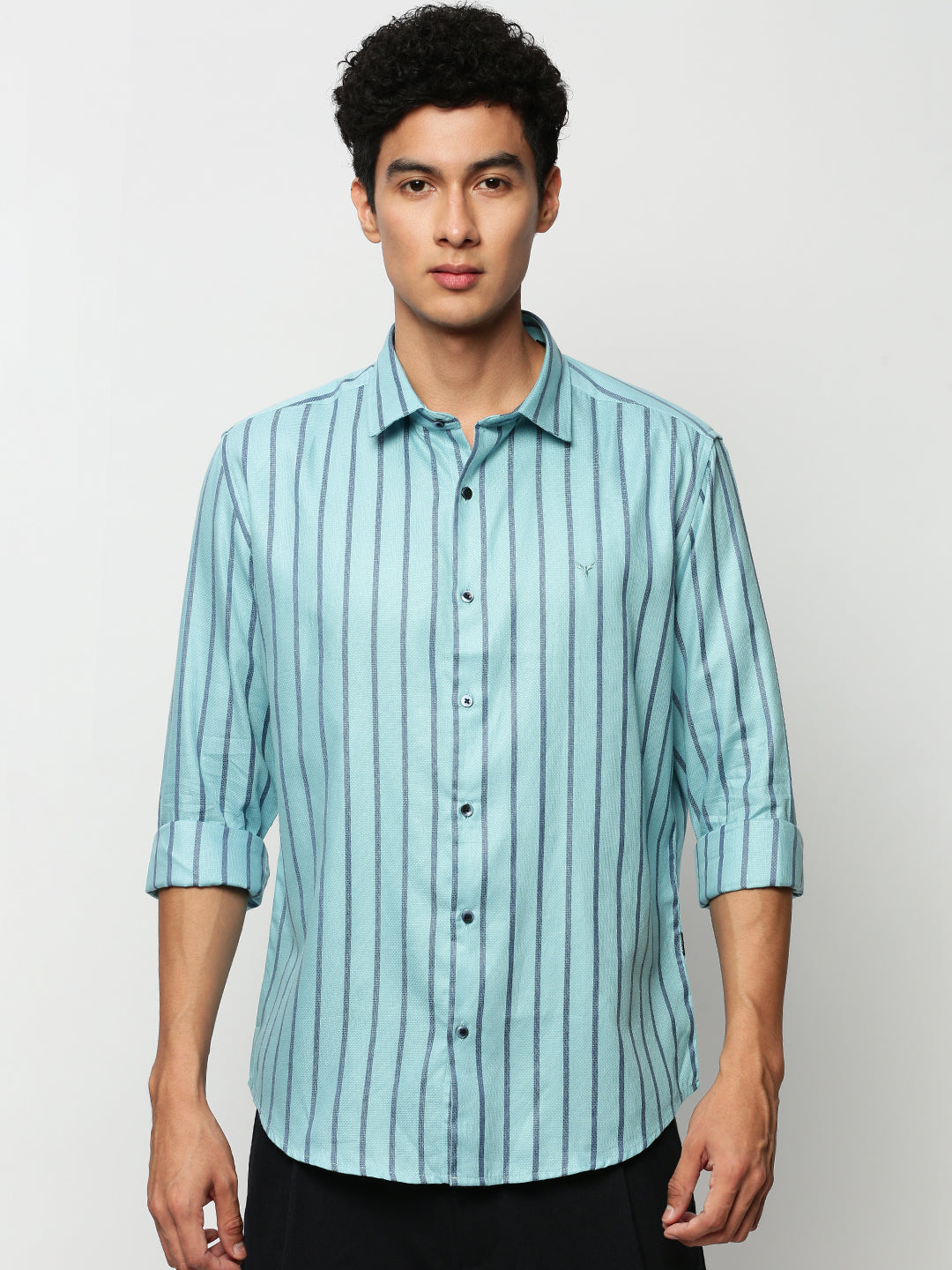 Men Blue Striped Casual Casual Shirts