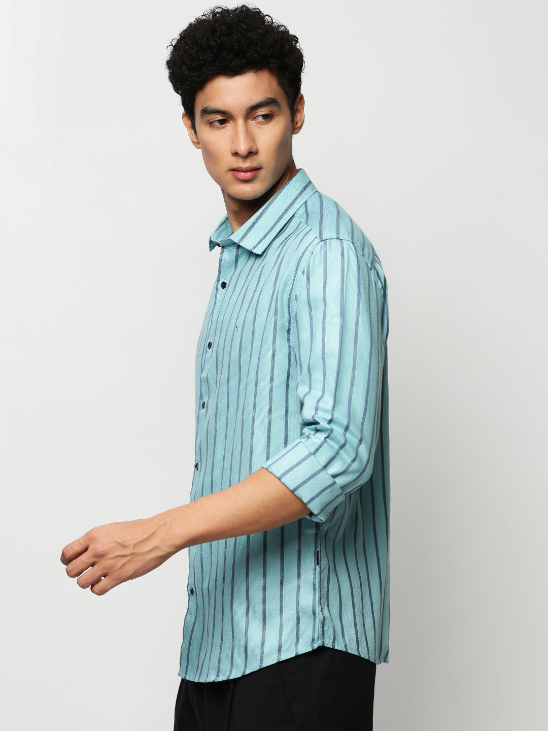 Men Blue Striped Casual Casual Shirts