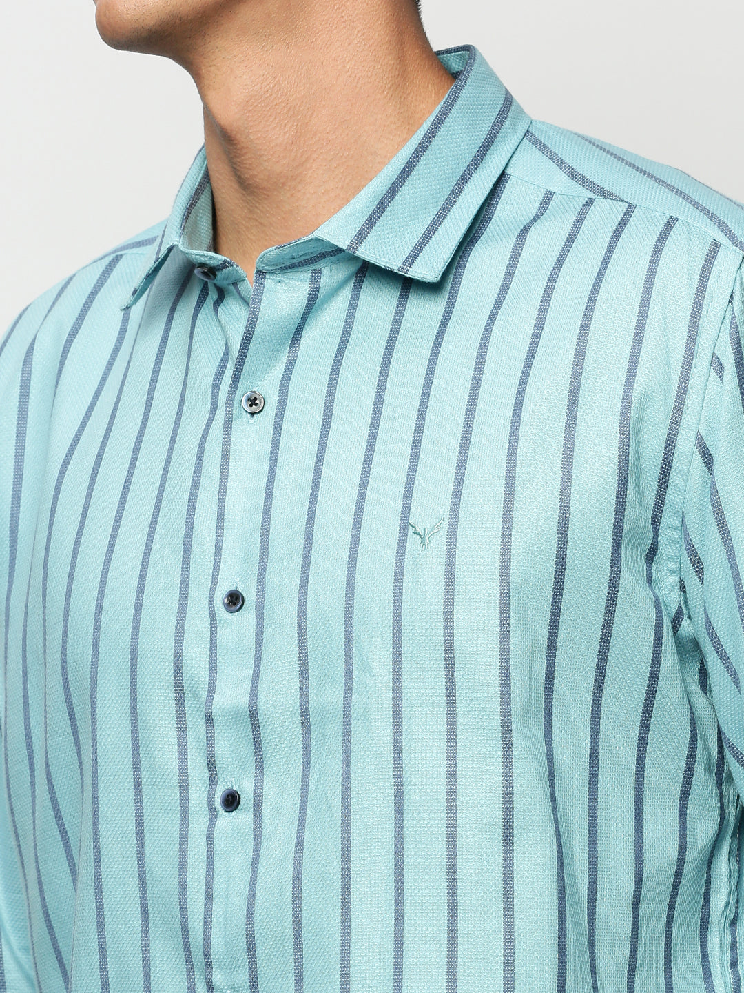 Men Blue Striped Casual Casual Shirts