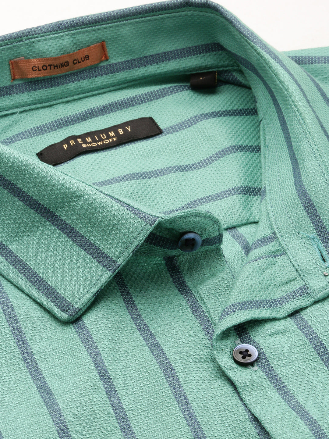 Men Green Striped Casual Casual Shirts