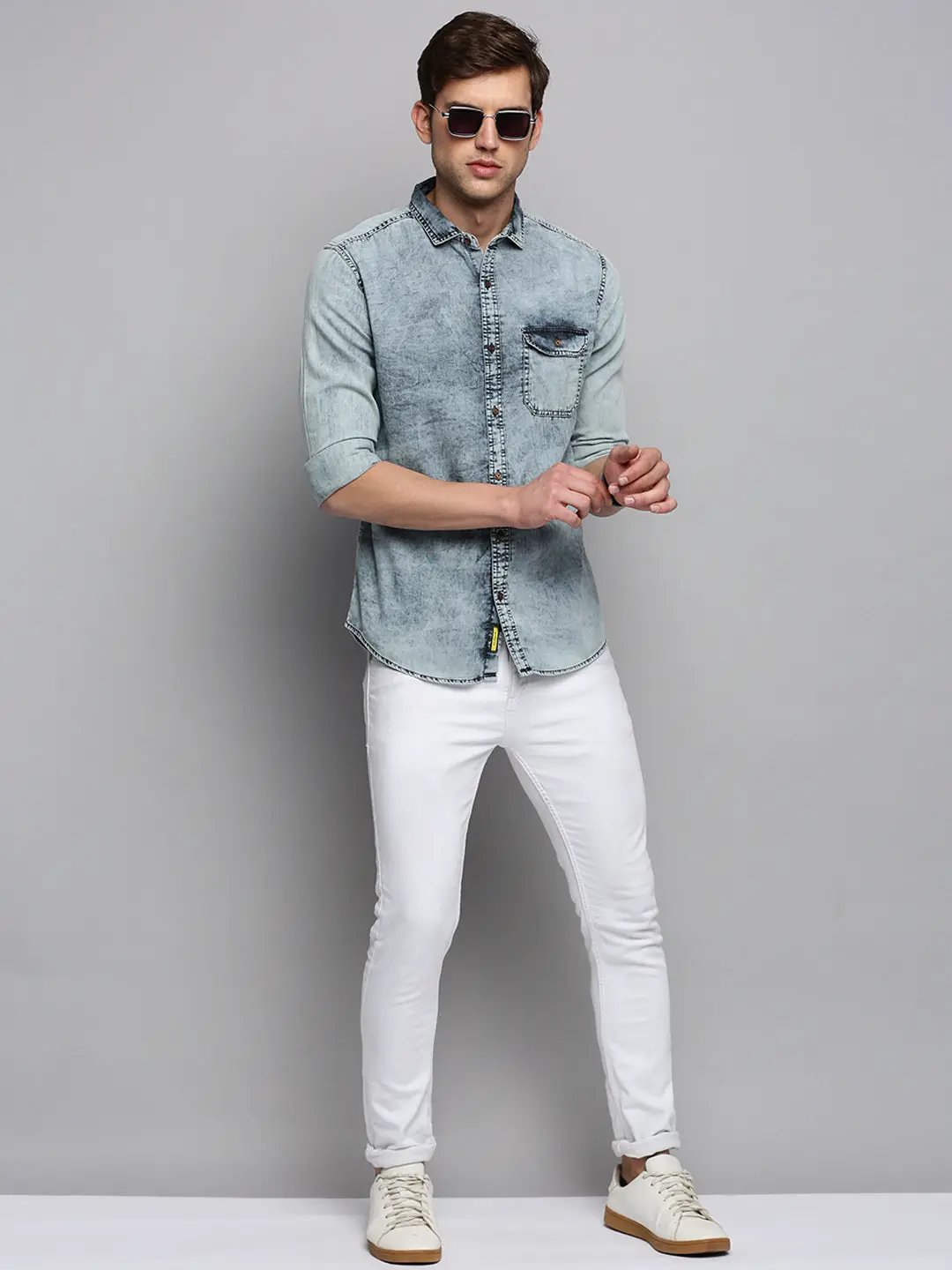 Men's Grey Solid Casual Shirt
