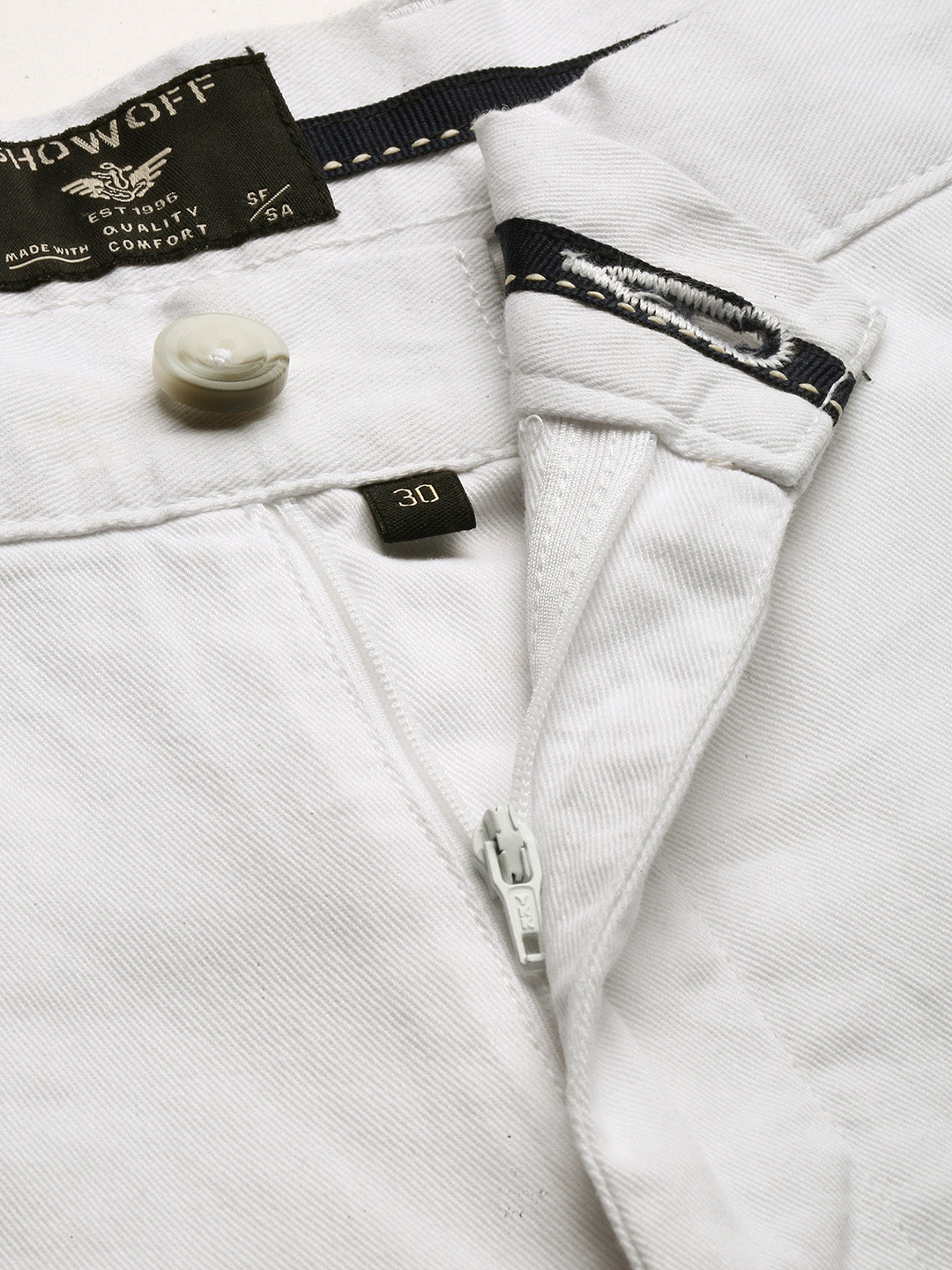 Men White Solid Shorts