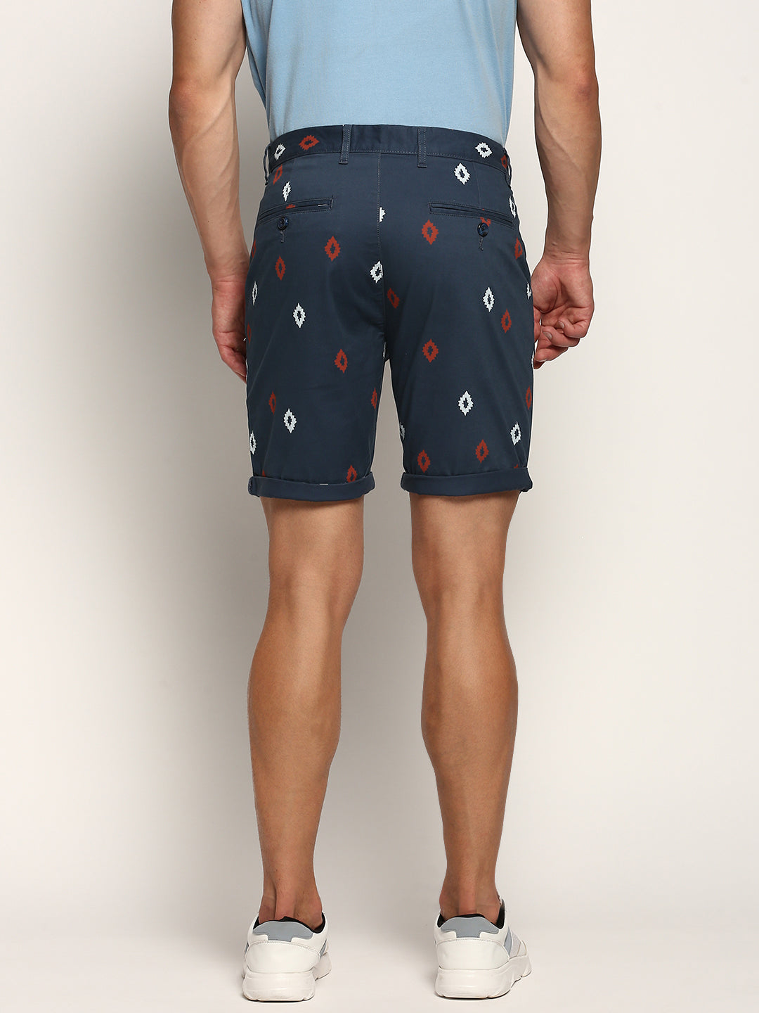 Men Teal Geometrical Shorts