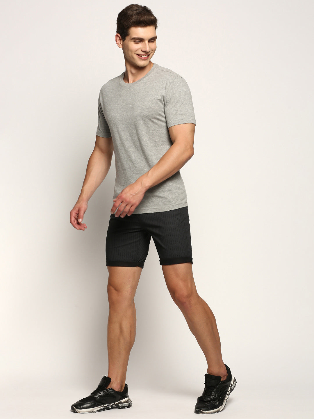 Men Black Striped Shorts