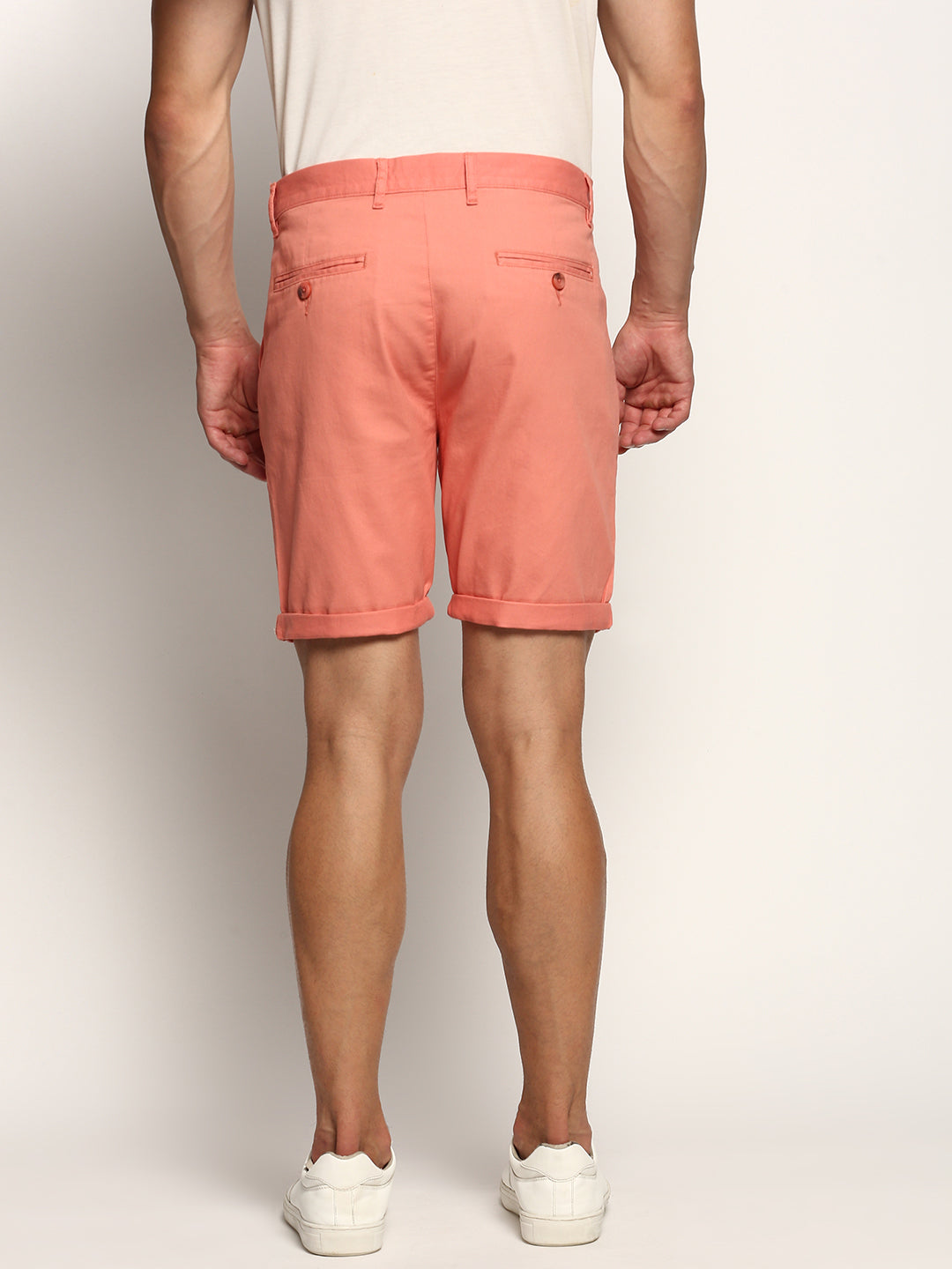 Men Peach Solid Shorts