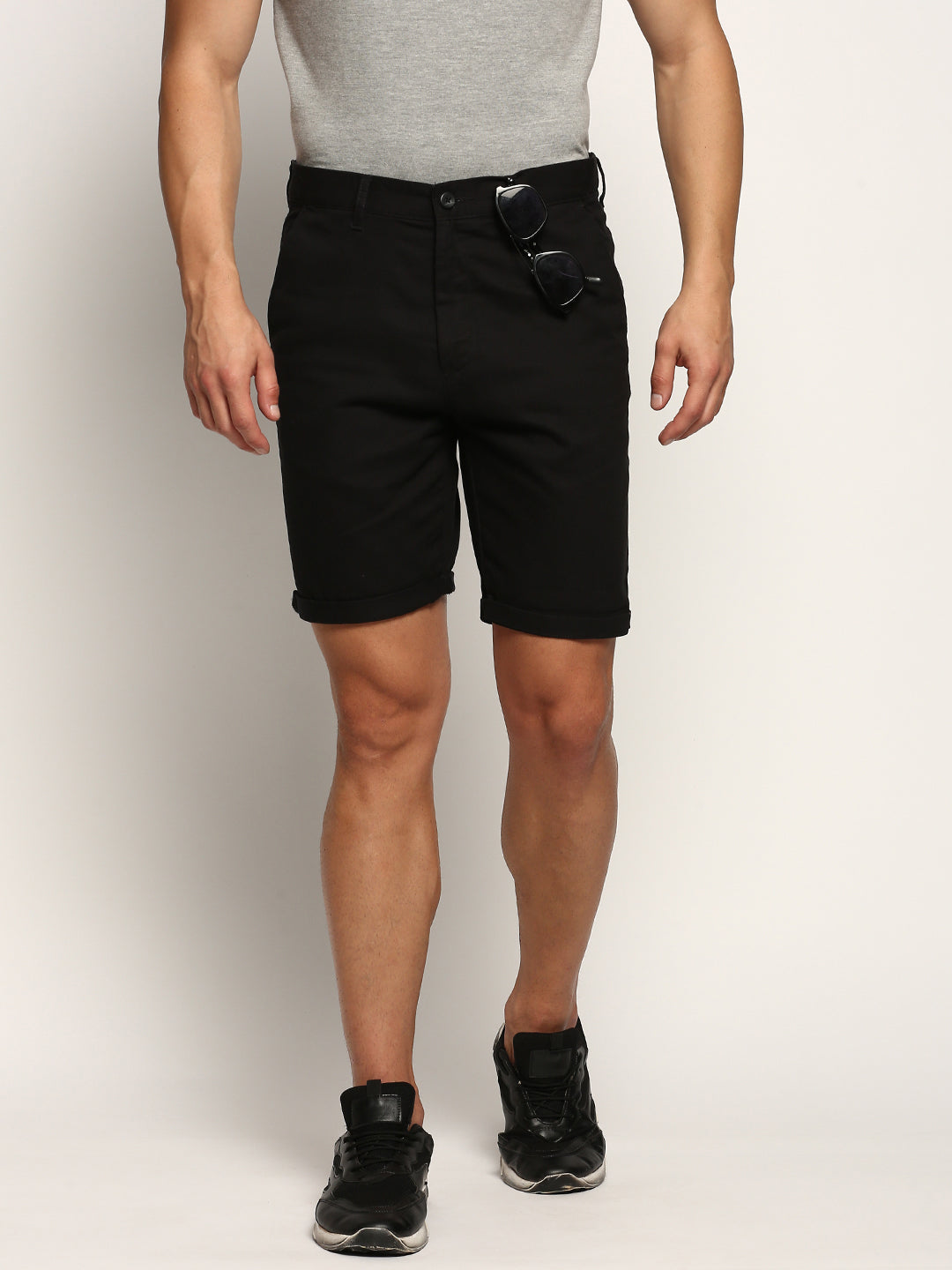 Men Black Solid Shorts