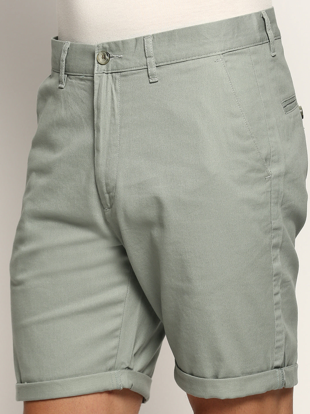 Men Green Solid Shorts