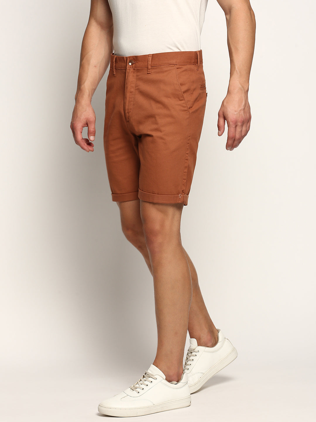 Men Brown Solid Shorts