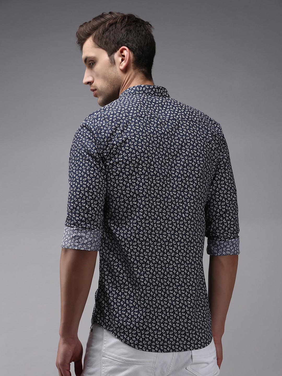 Men Navy Printed Casual Shirt