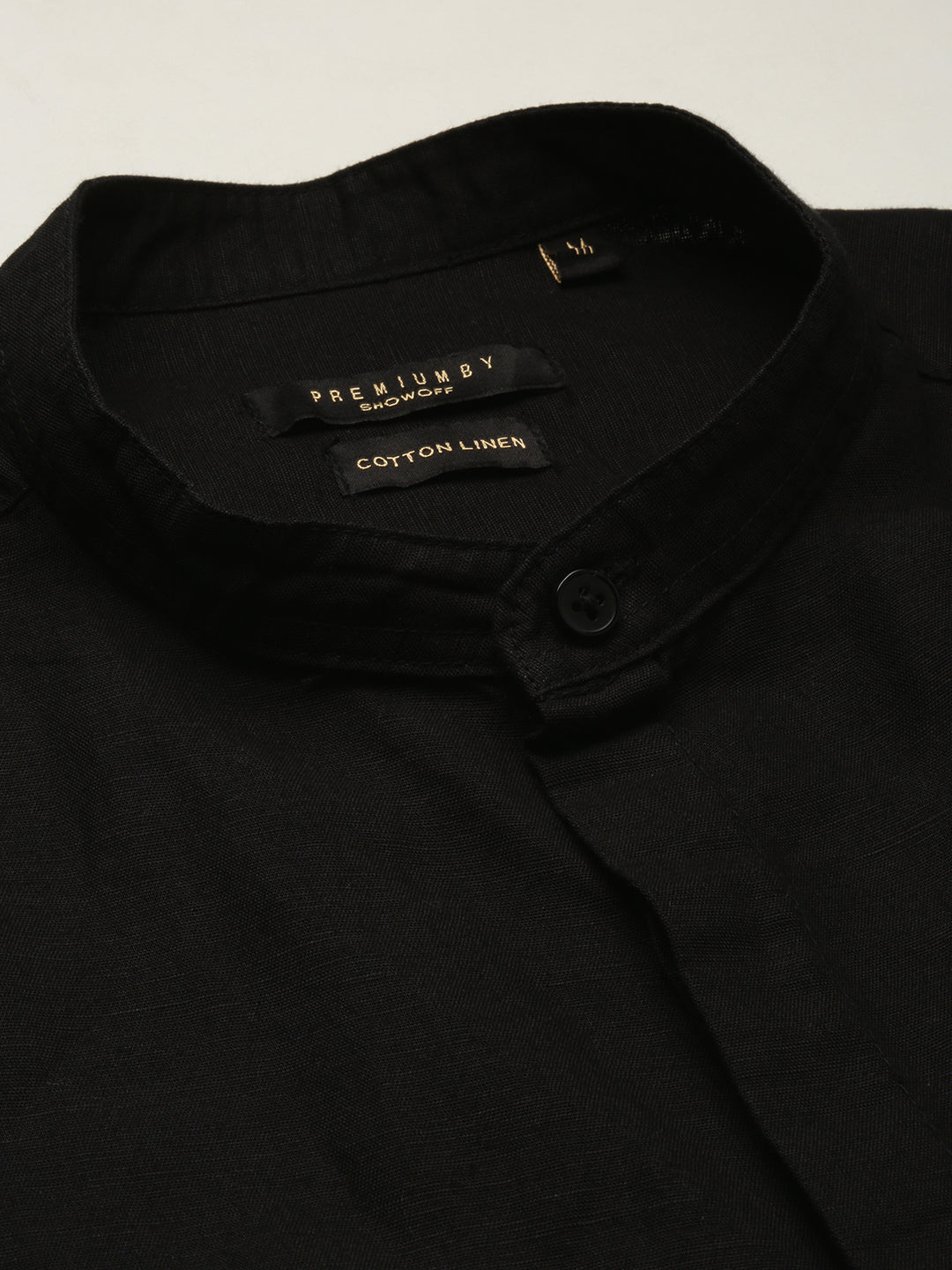 Men Black Mandarin Collar Solid Shirt