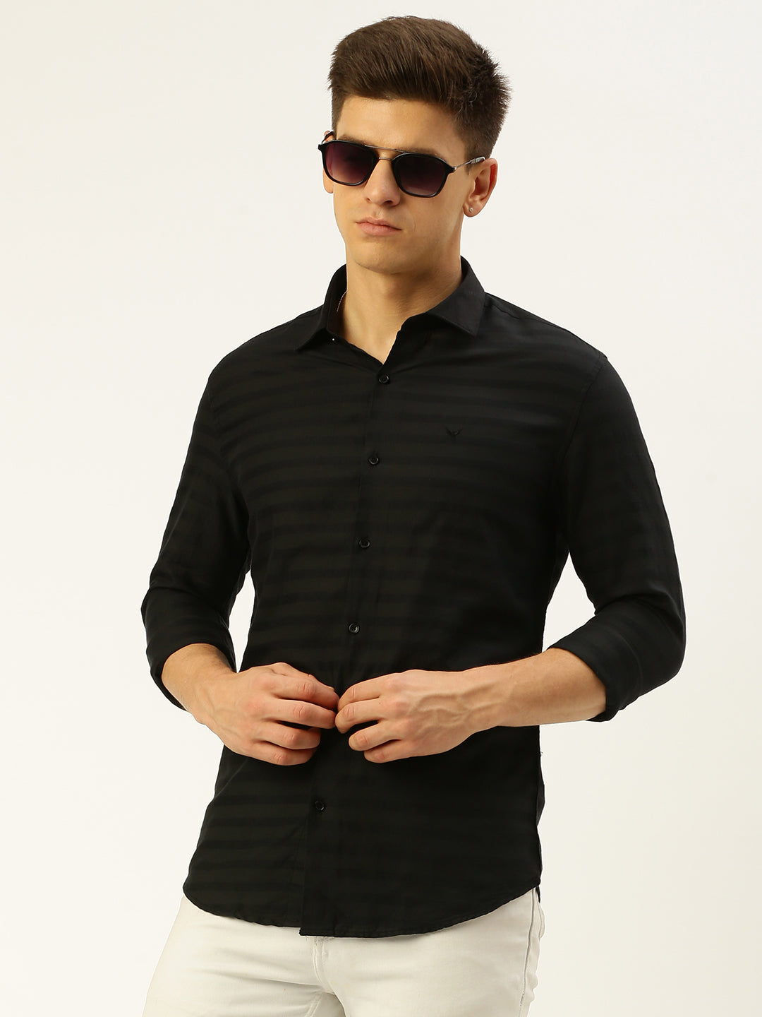 Men Black Solid Casual Shirt