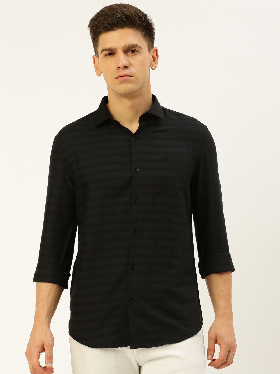 Men Black Solid Casual Shirt