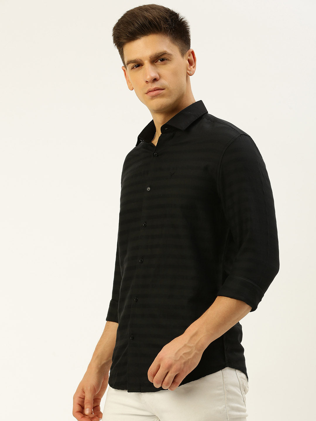 Men Black Solid Casual Shirt