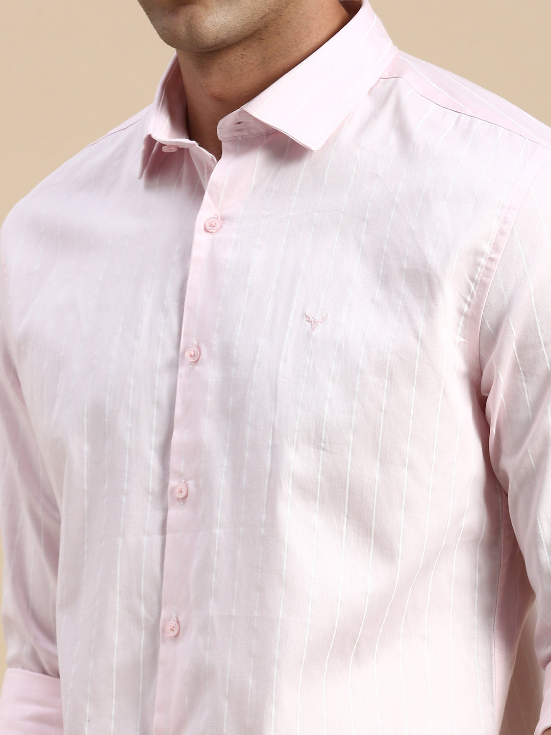 Men Pink Striped Casual Shirt