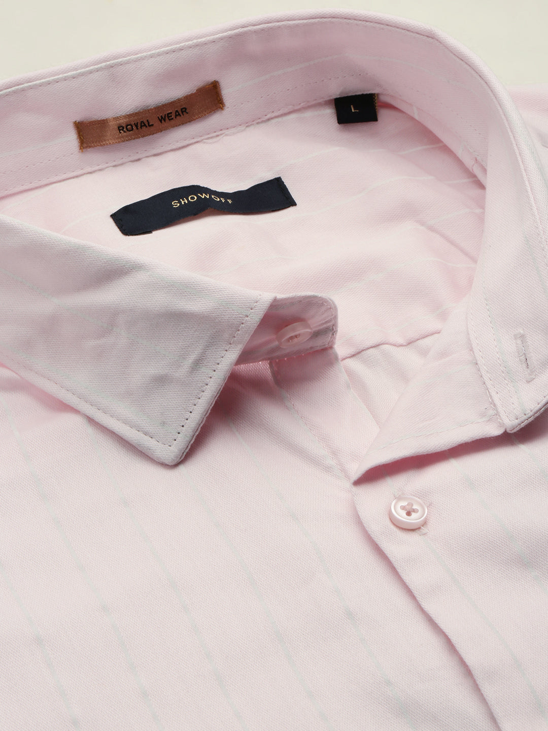 Men Pink Striped Casual Shirt