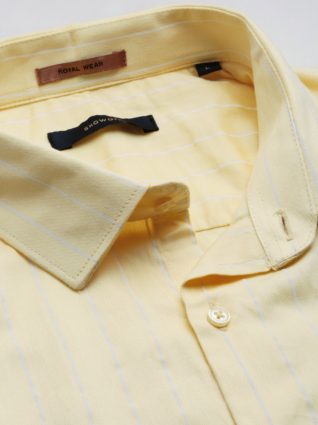 Men Yellow Striped Casual Shirt