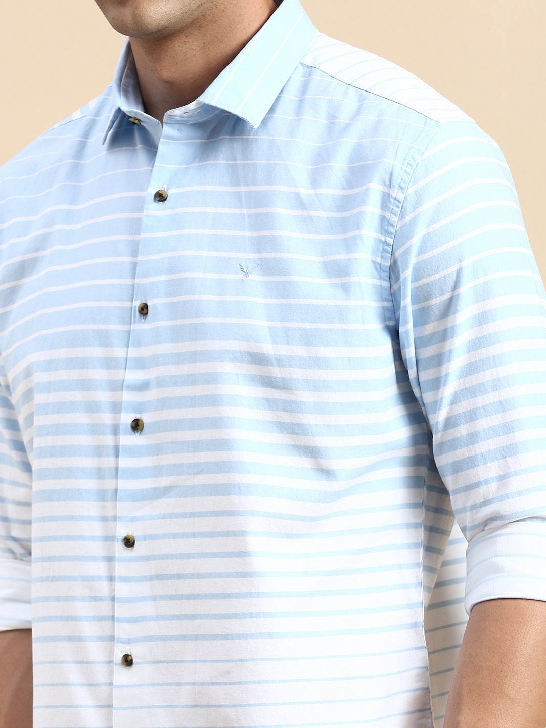 Men Blue Striped Casual Shirt