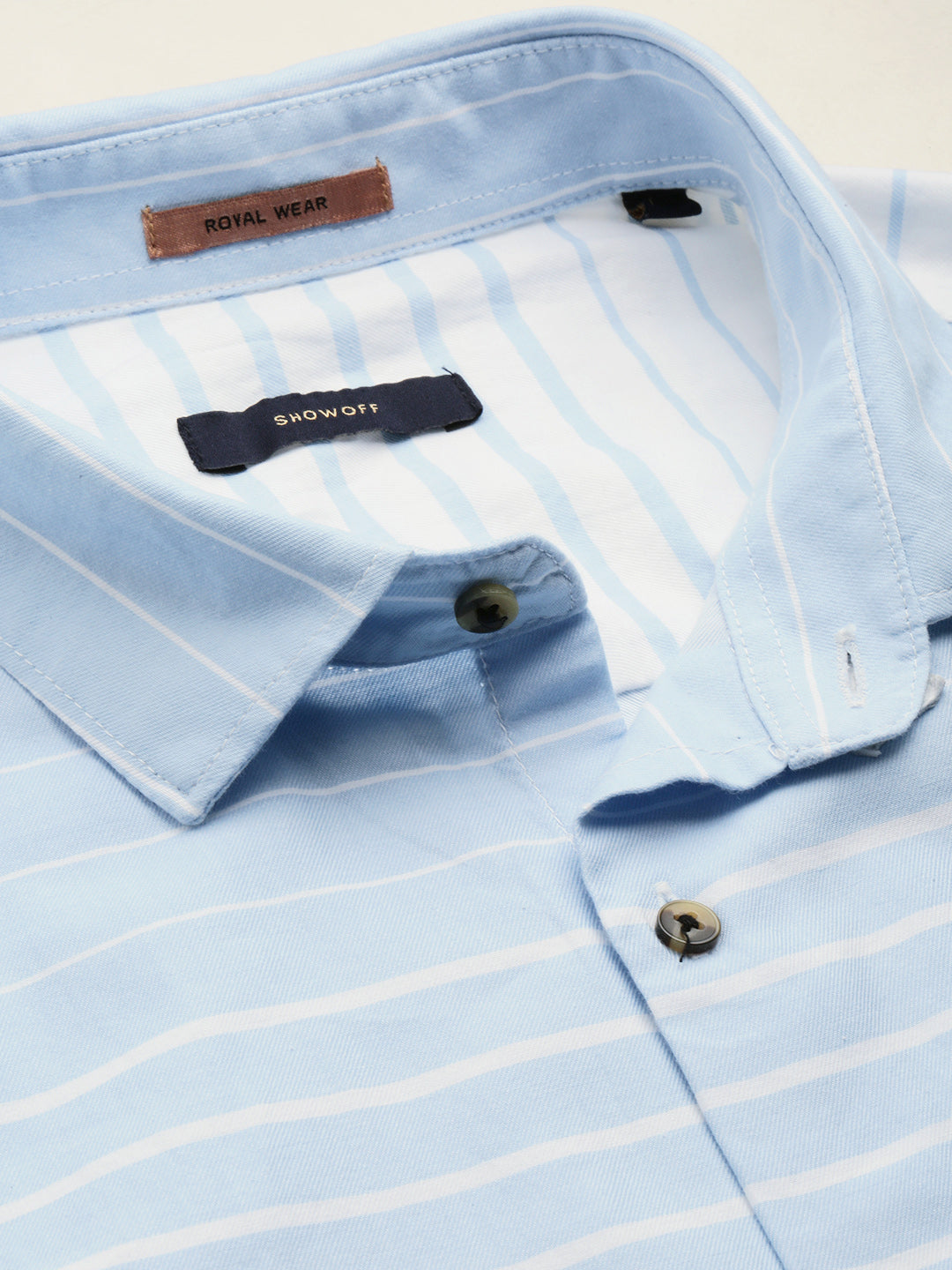 Men Blue Striped Casual Shirt