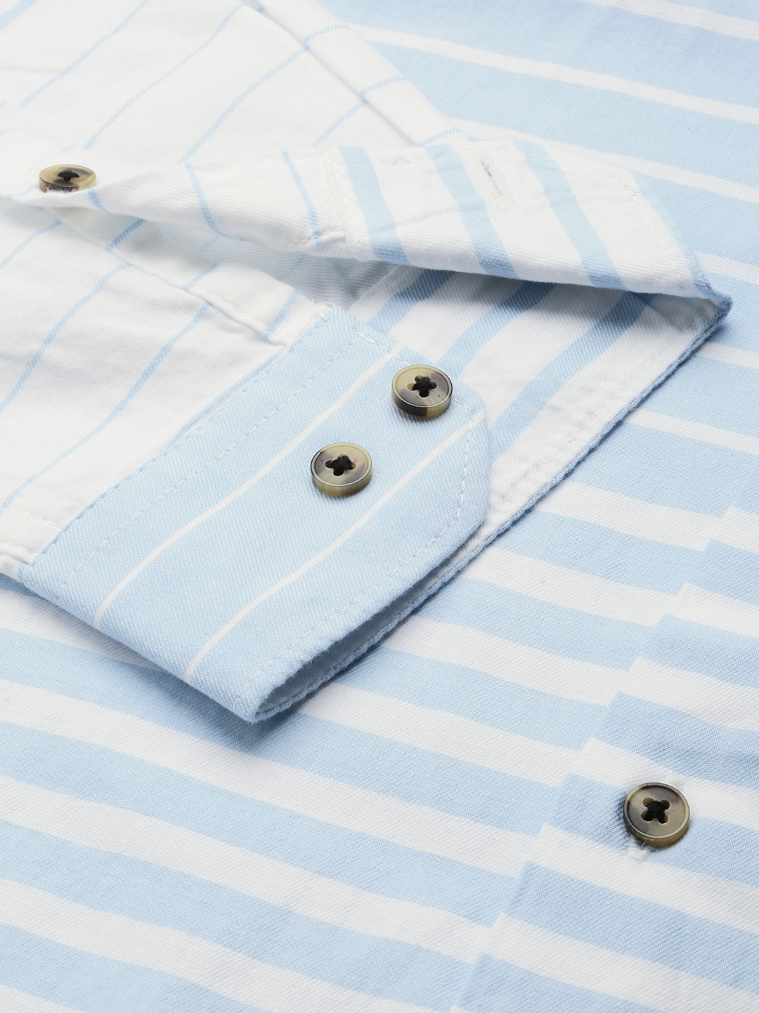 Men Blue Striped Casual Shirt