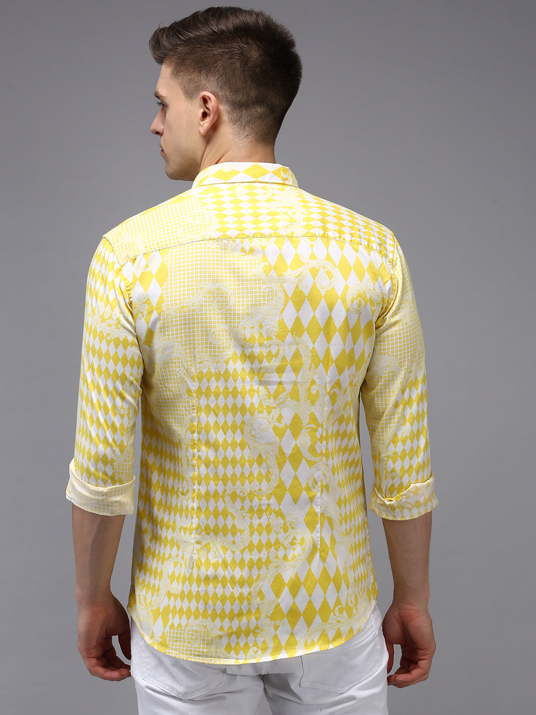 Men Yellow Printed Casual Shirt