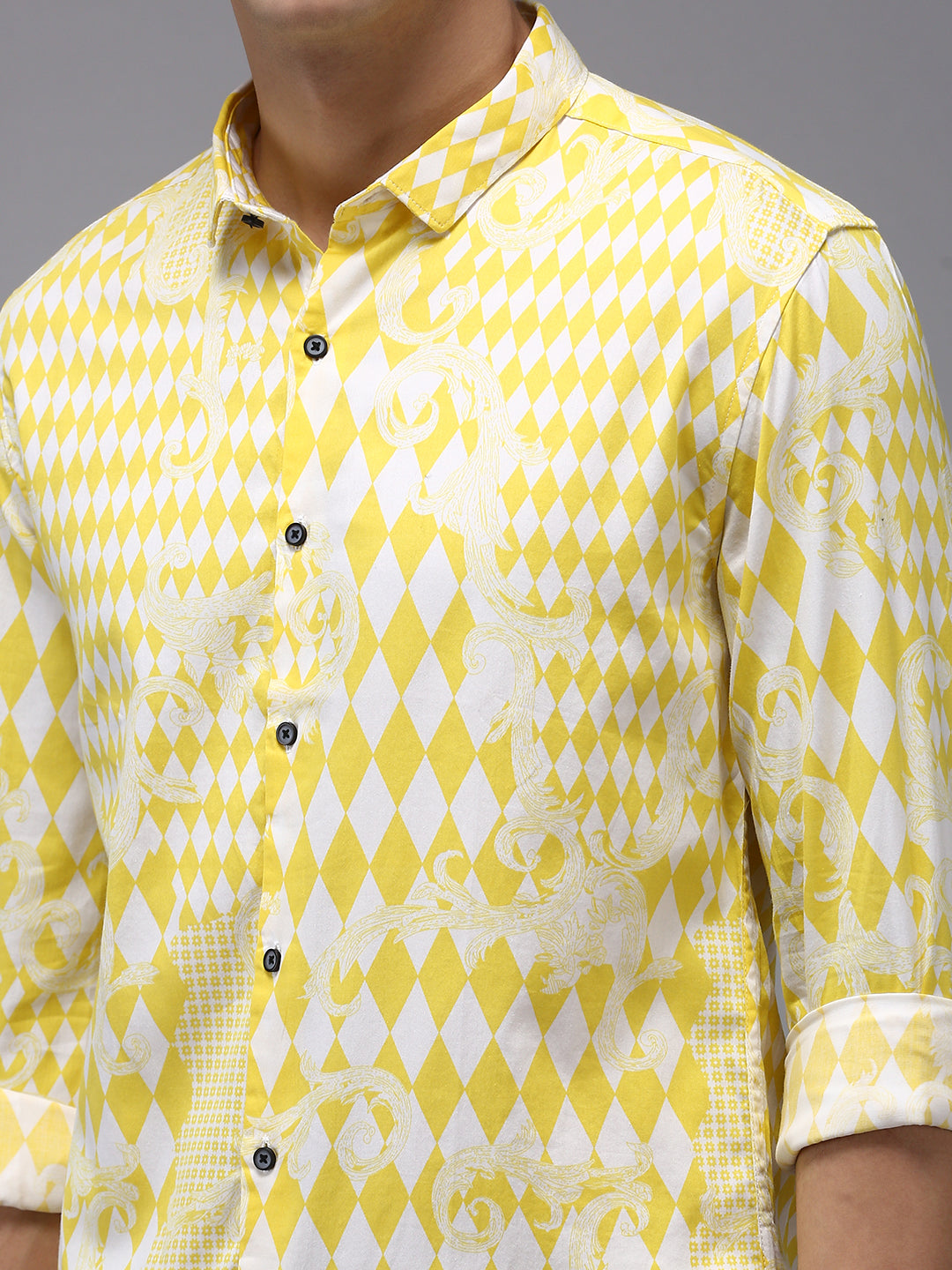 Men Yellow Printed Casual Shirt