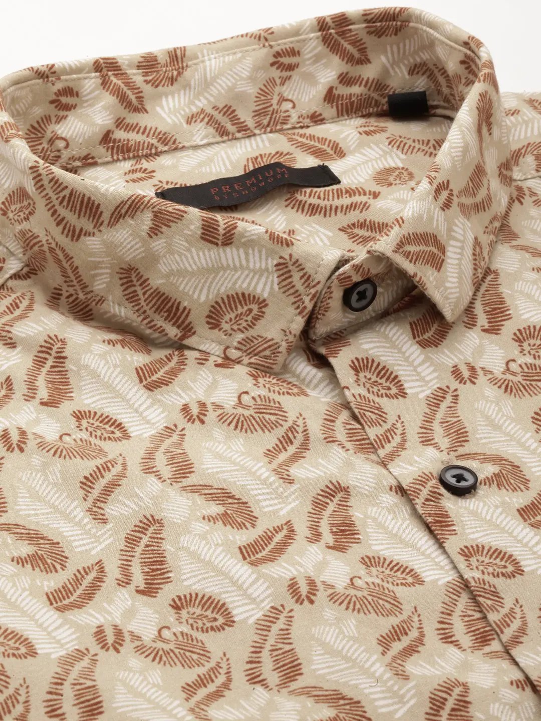 Men's Beige Printed Casual Shirt