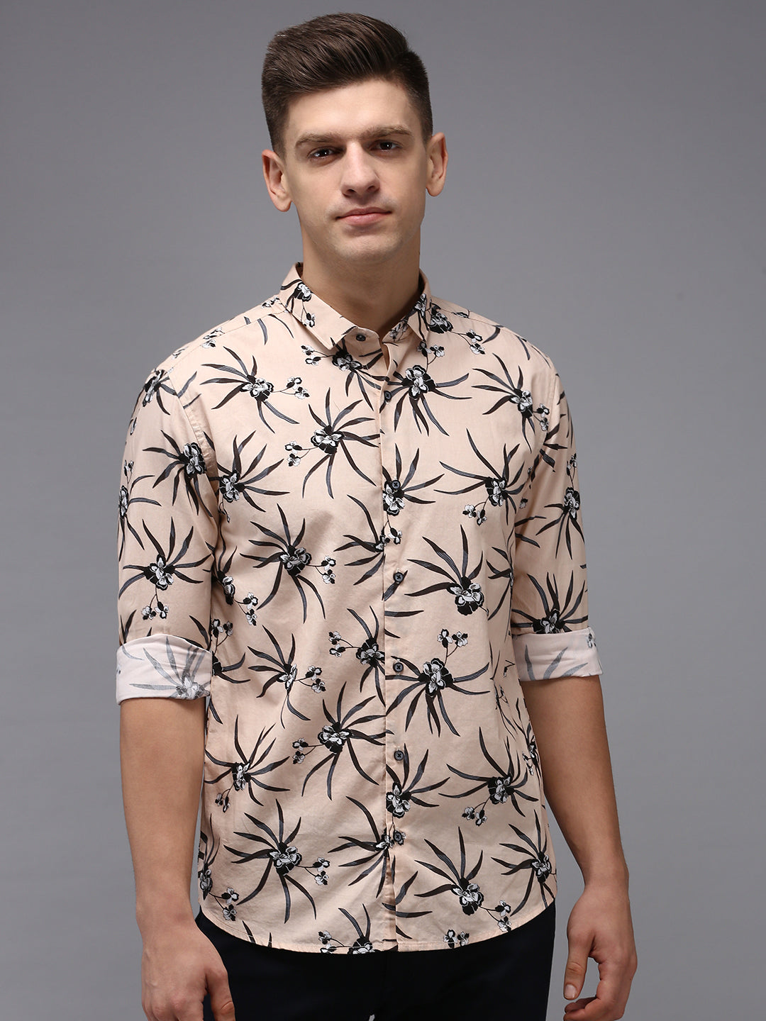 Men Pink Printed Casual Shirt