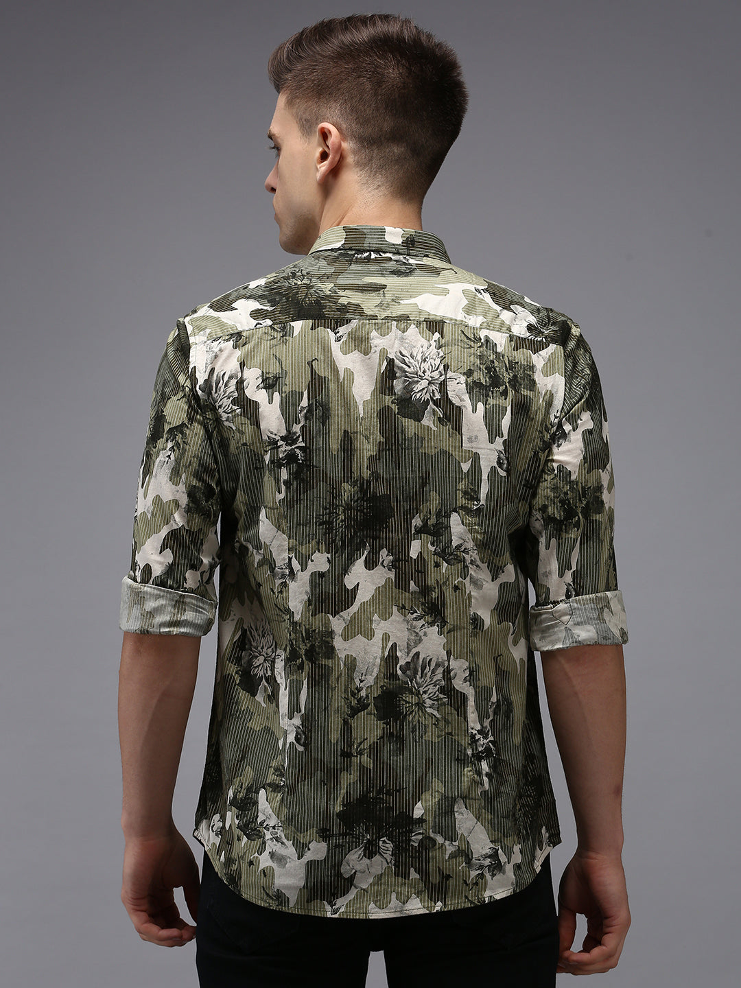 Men Green Printed Casual Shirt