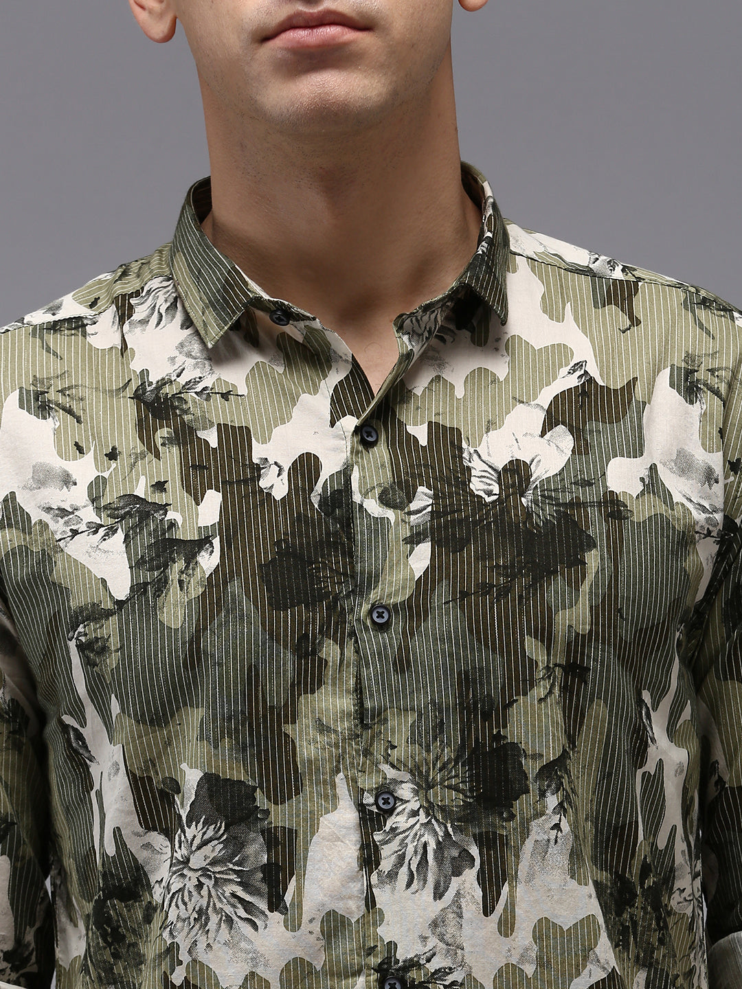 Men Green Printed Casual Shirt