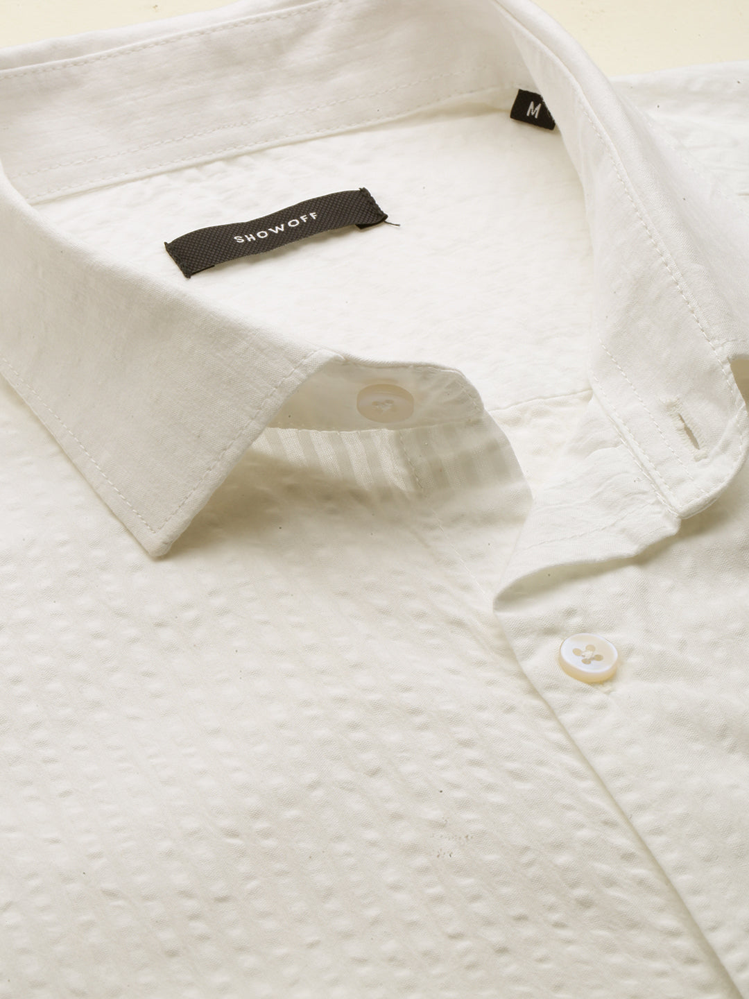 Men White Solid Casual Shirt