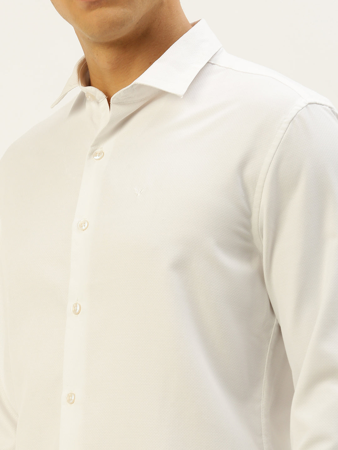 Men White Solid Casual Shirt