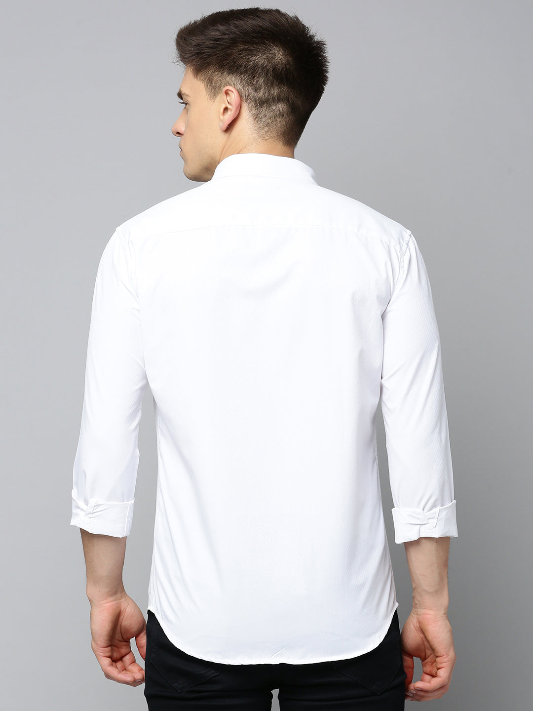 Men White Solid Casual Shirt