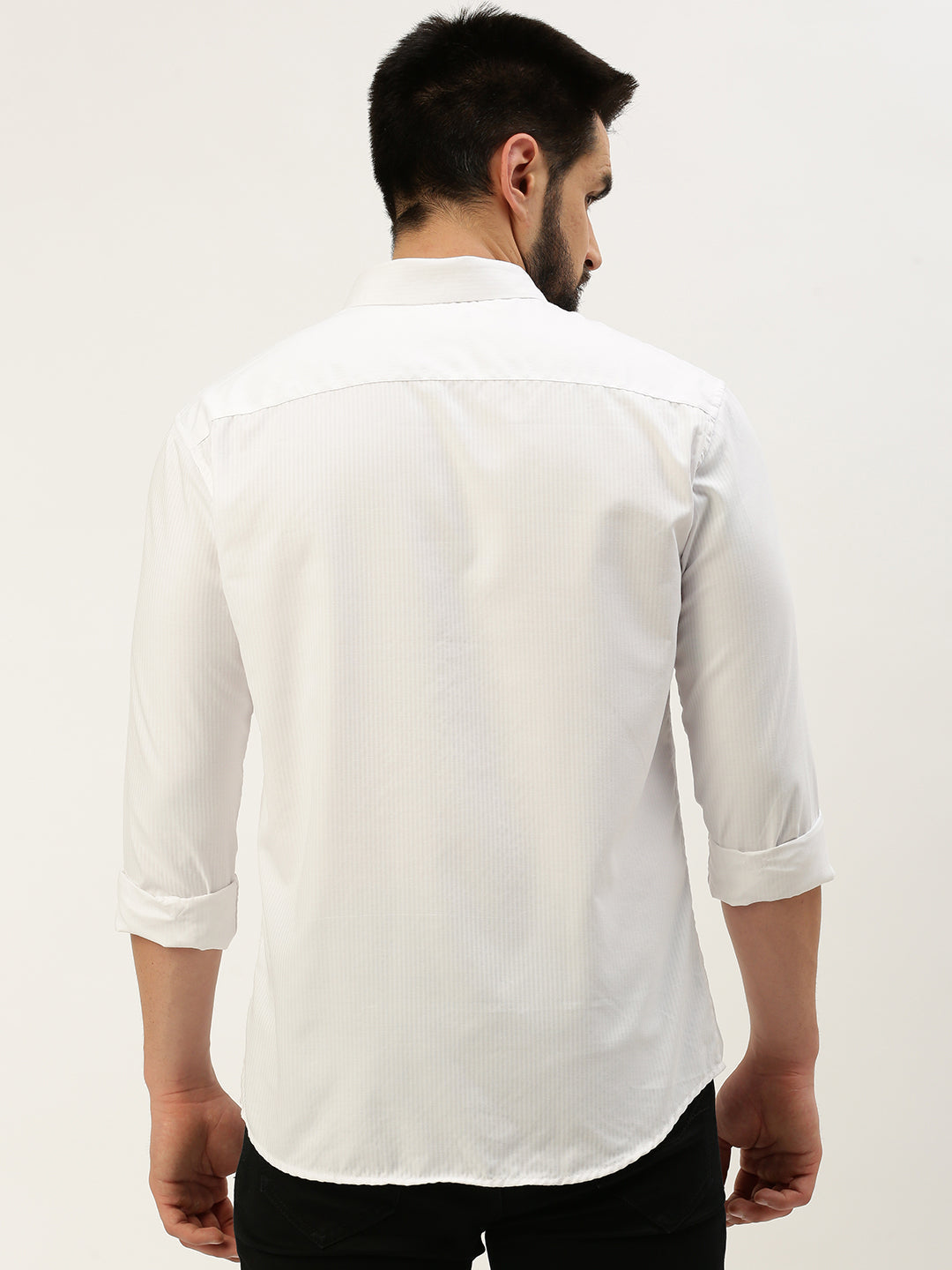 Men White Solid Casual Shirt