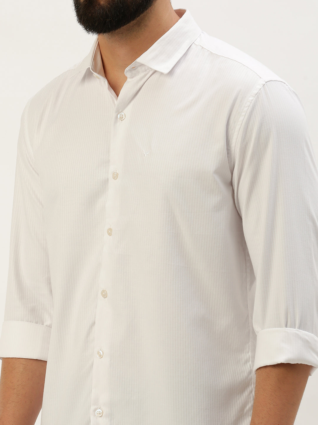 Men White Solid Casual Shirt